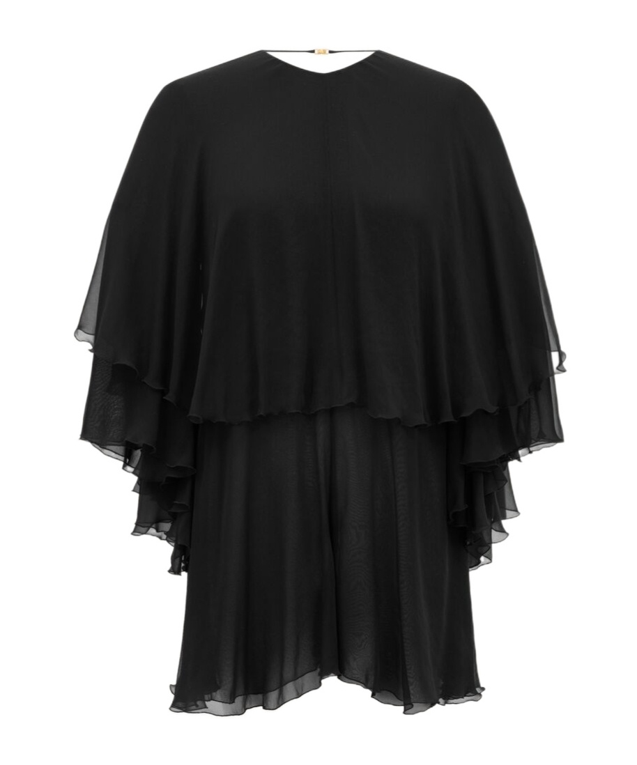 Saint Laurent Backless Romper In Silk Crepe Muslin In Black