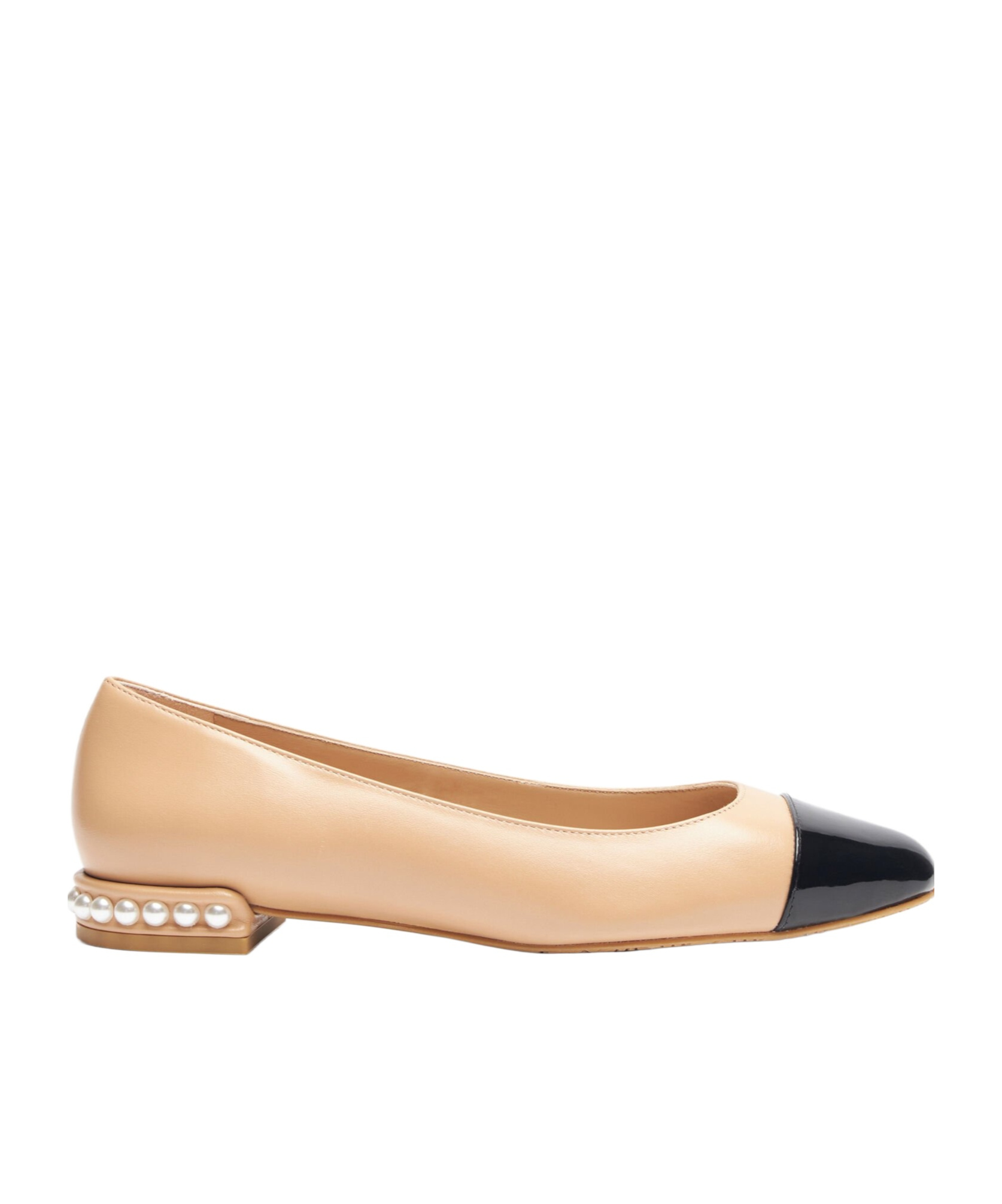 Stuart Weitzman Pearl Contrasting-toecap Ballerina Shoes In Nude