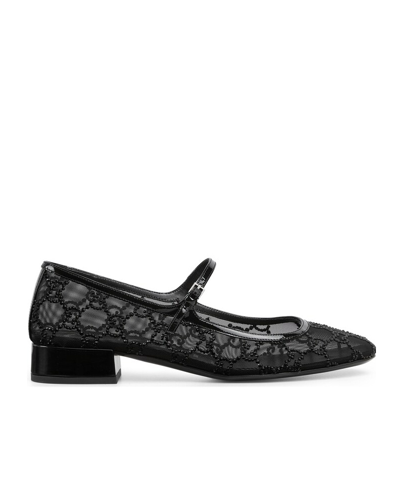 Gucci Embellished Gg Ballerina Flats In Black