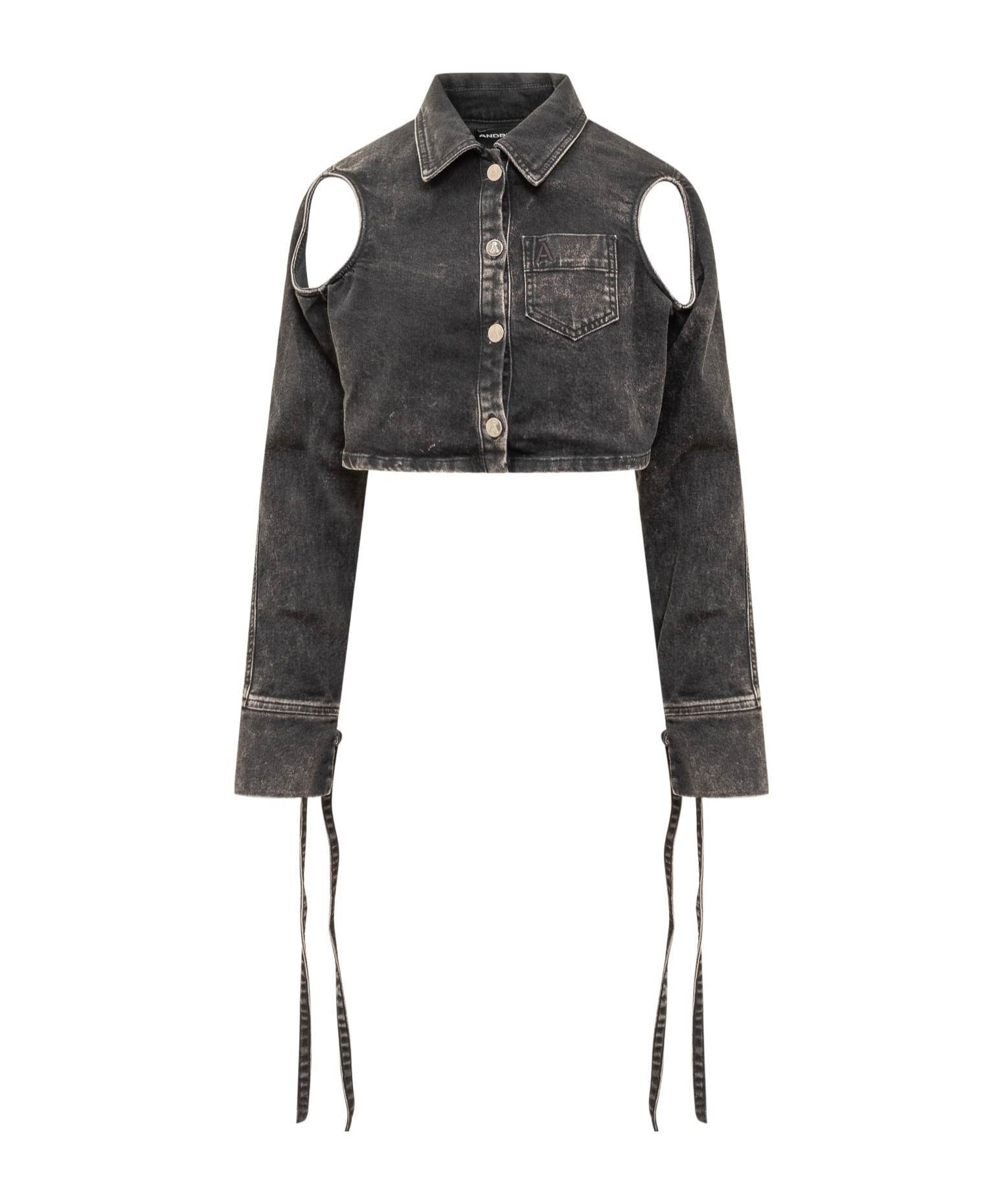 Shop Andreädamo Andreadamo Cut-out Crop Top In Black