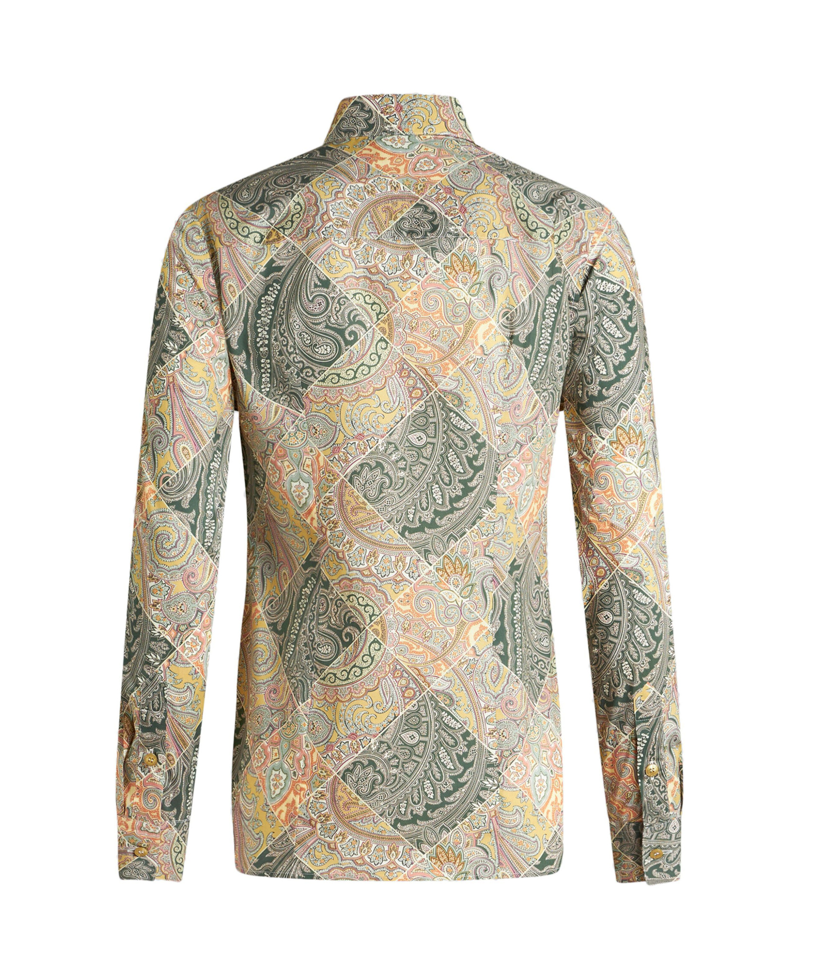 Etro Printed Popeline Shirt With Patchwork Paisley Print In Nude