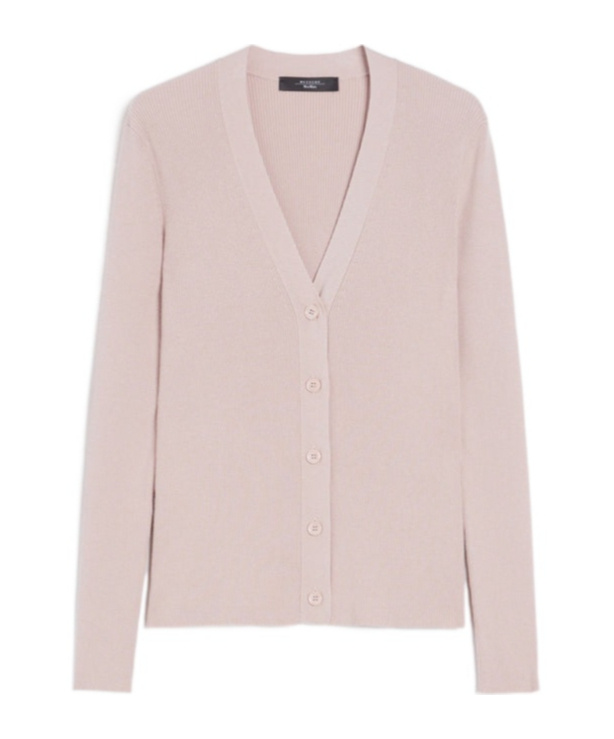 Weekend Max Mara Gabriel Ribbed V-neck Cardigan In Pink