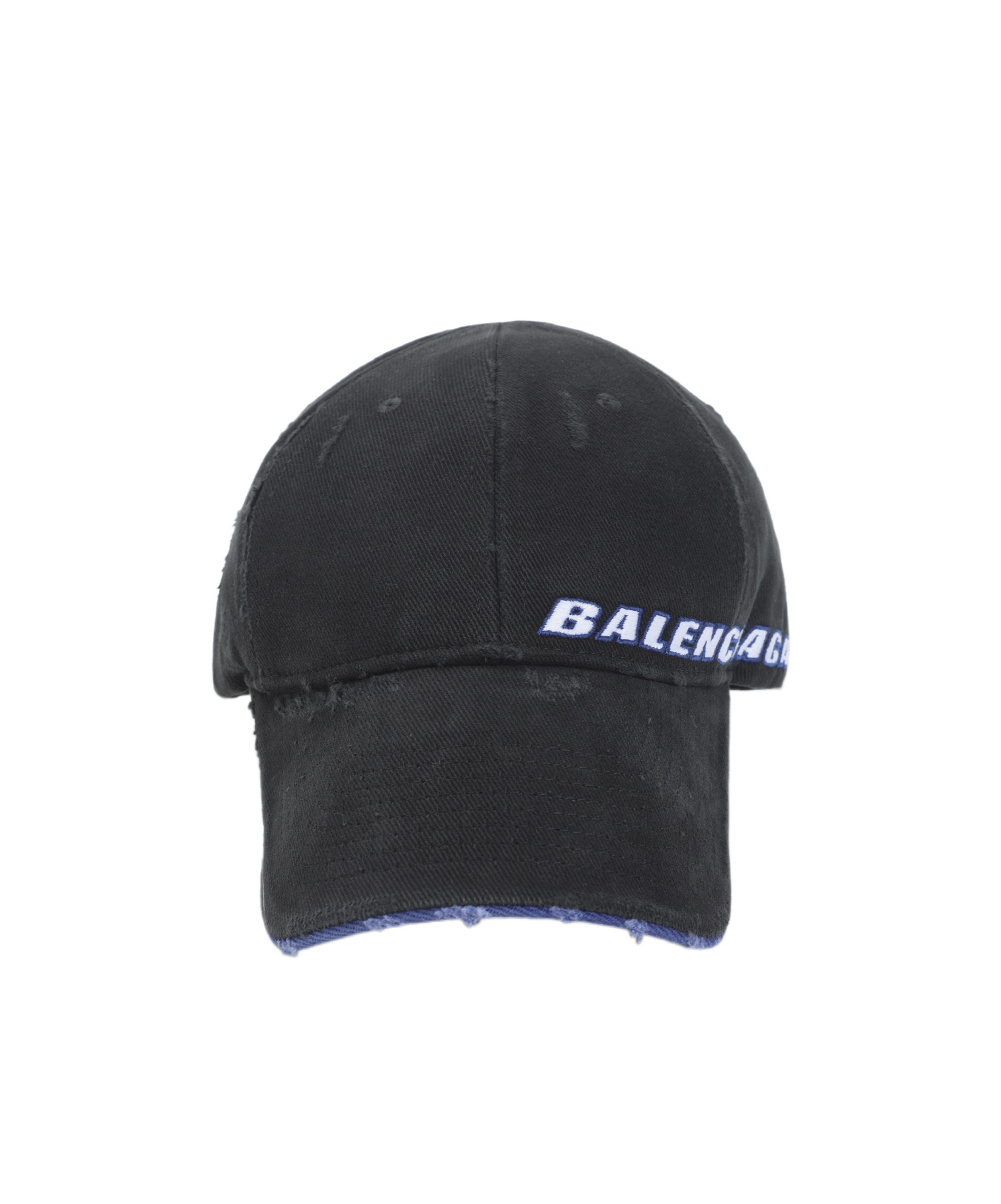 Balenciaga Tilted Typo Cap In Cotton Drill Accessories In Black