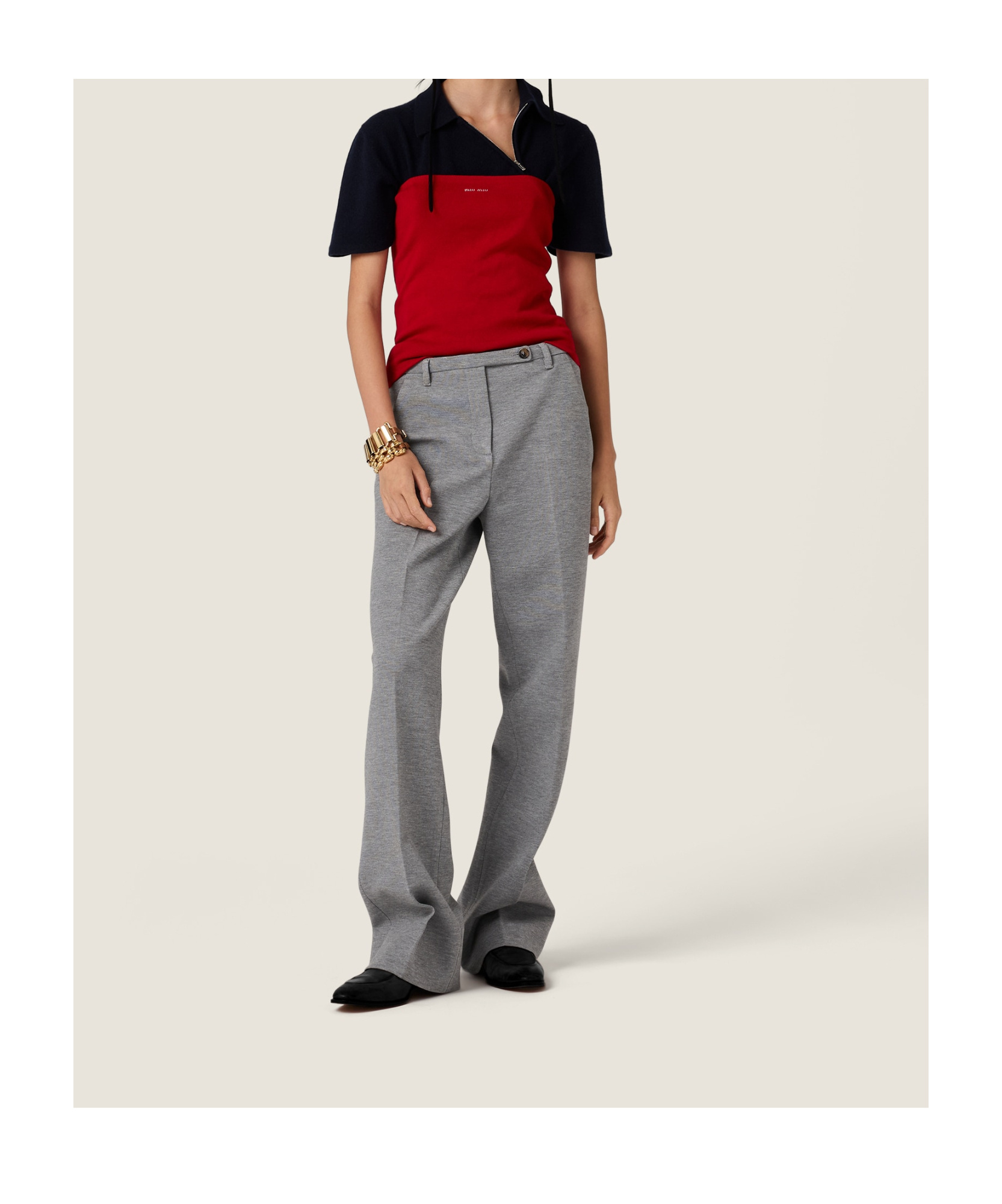 Miu Miu Fabric Stitch Knit Pants In Gray