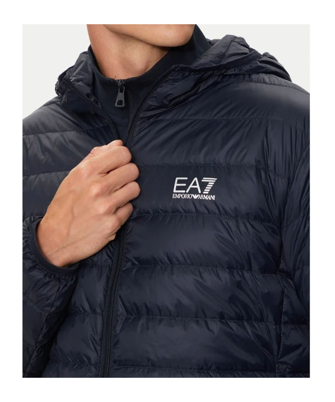 Ea7 Core Identity Packable Down Jacket With Hood In Black