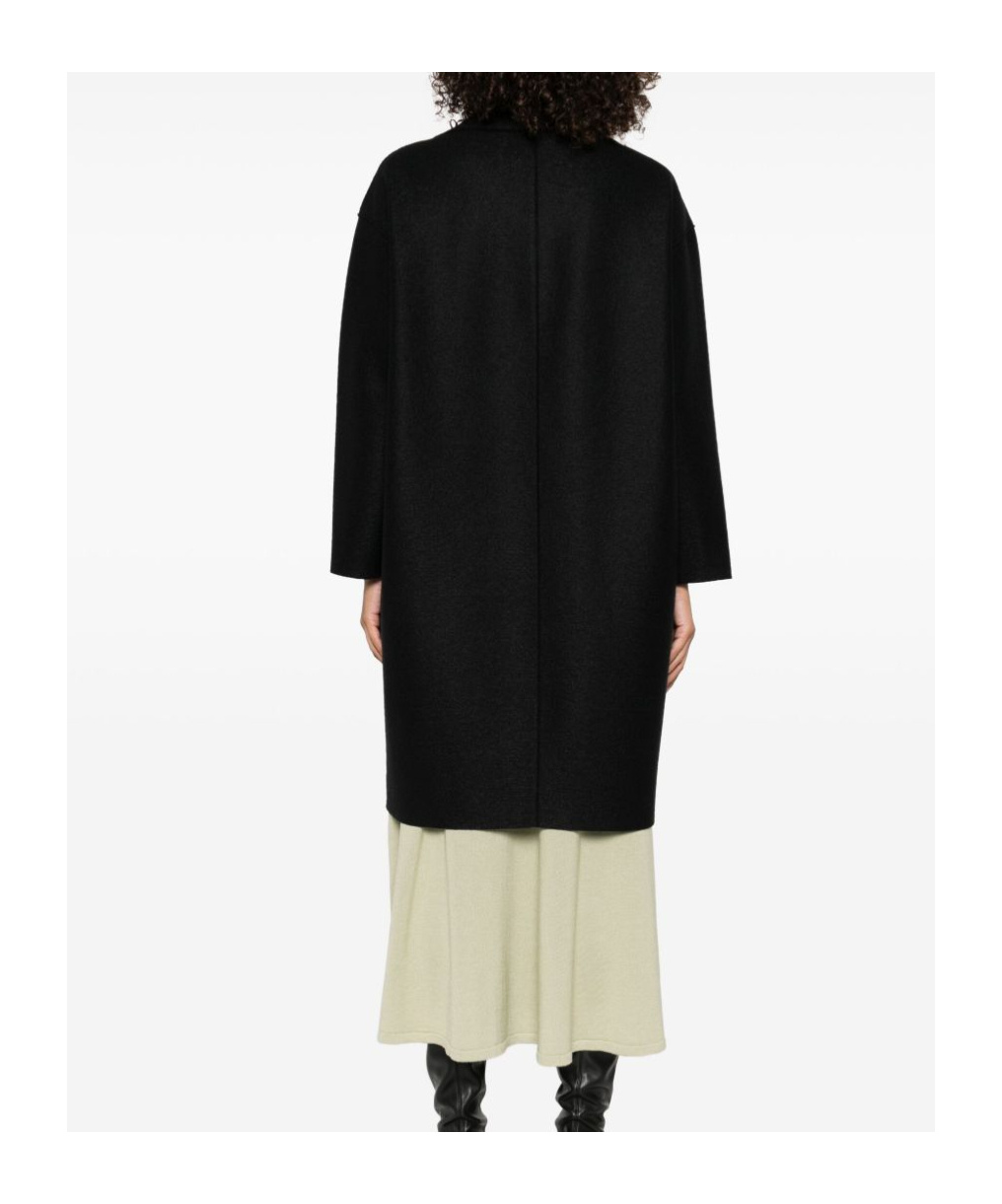 Harris Wharf London Black Double-breasted Coat With Dropped Shoulders In Wool Woman In Black