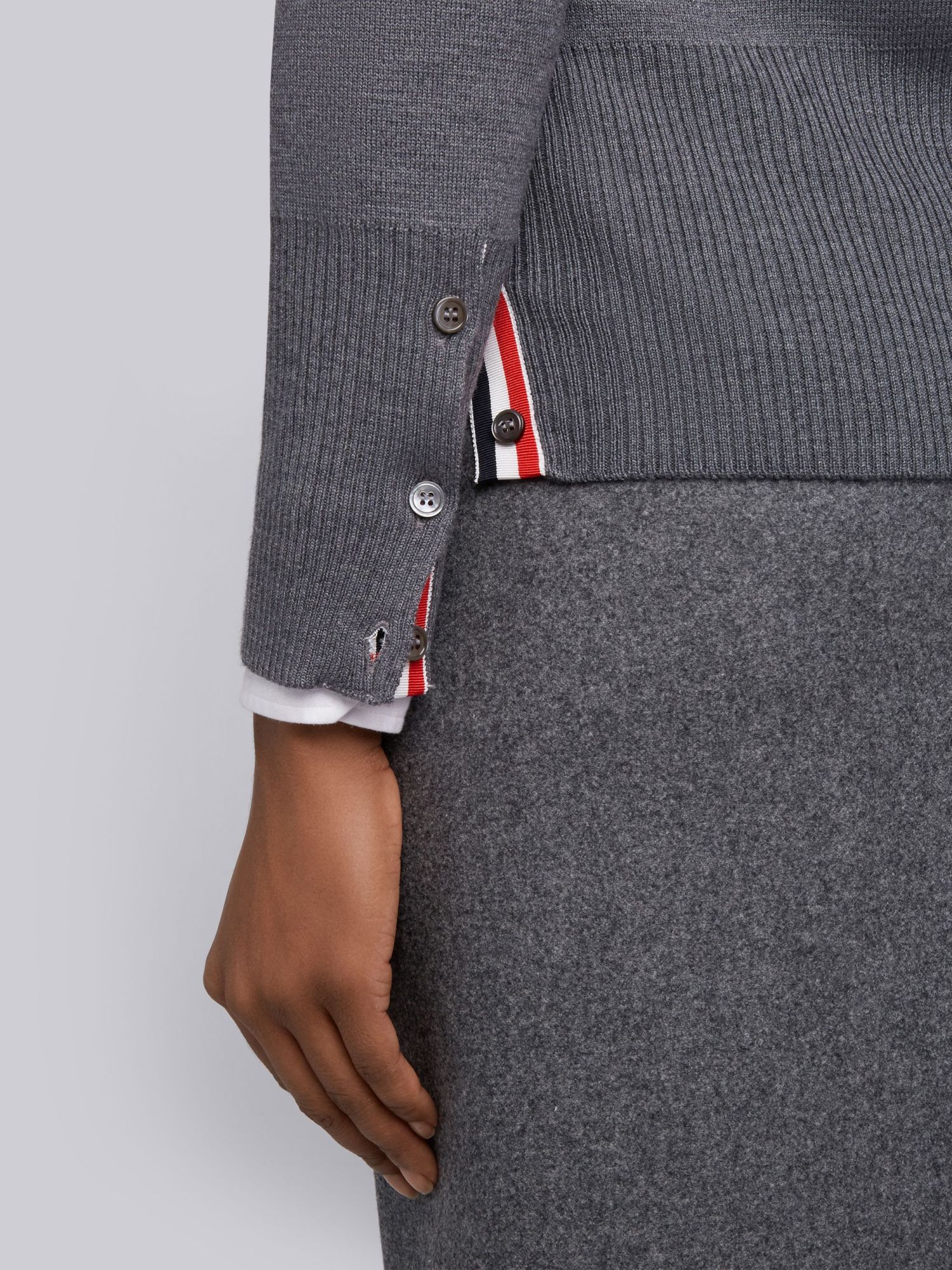 Thom Browne 4-bar Merino Wool Cardigan In Gray