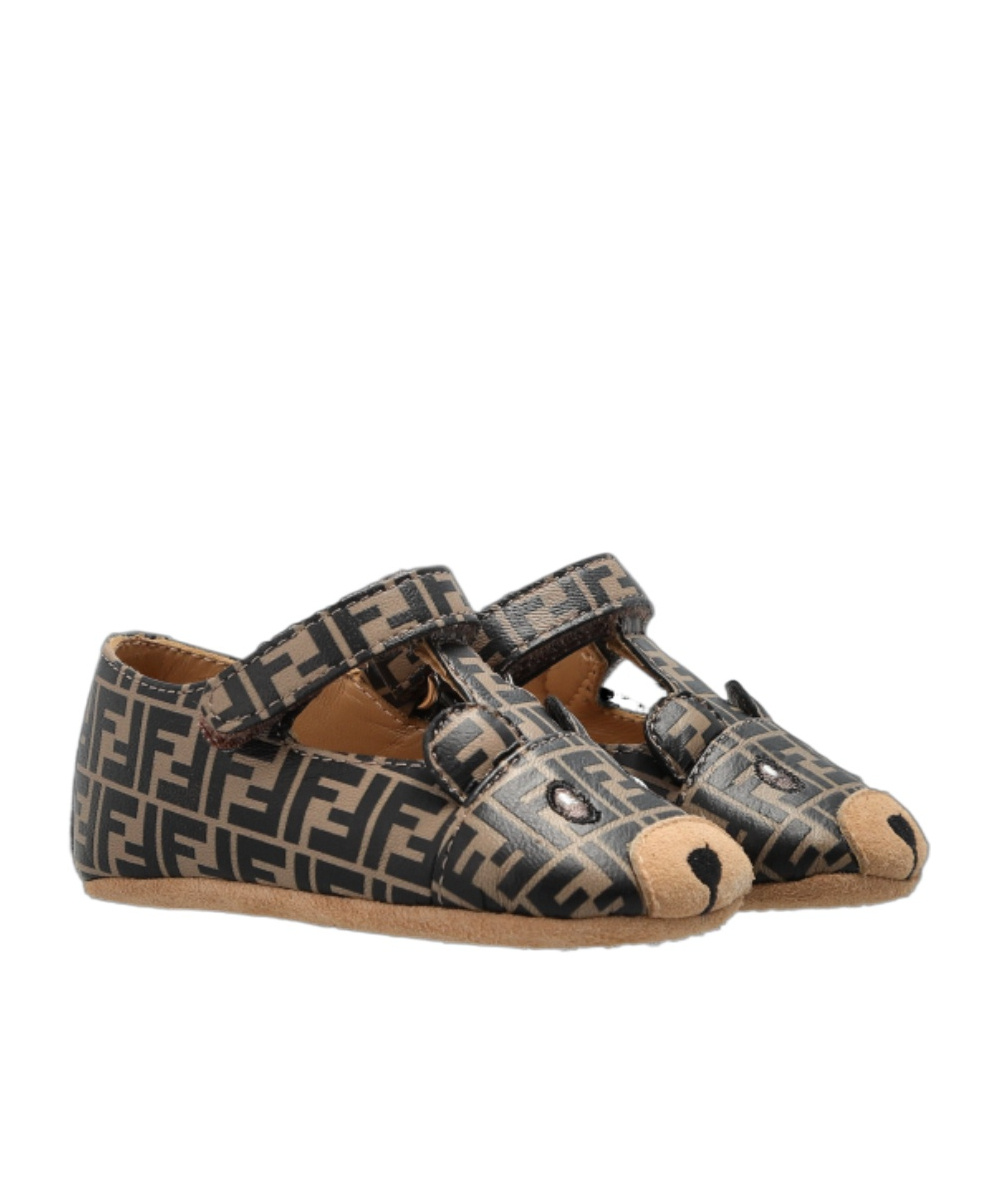 Fendi Kids All-over Logo Printed Touch-strap Pre-walkers In Multi