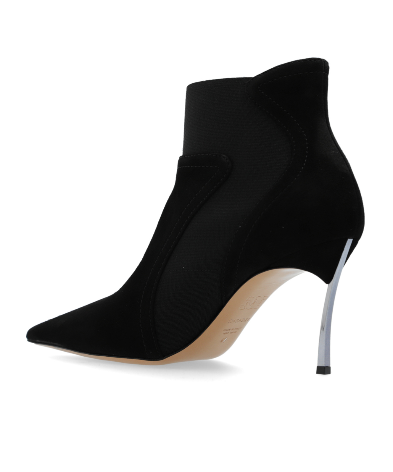Casadei Pointed-toe Suede Ankle Boots In Black