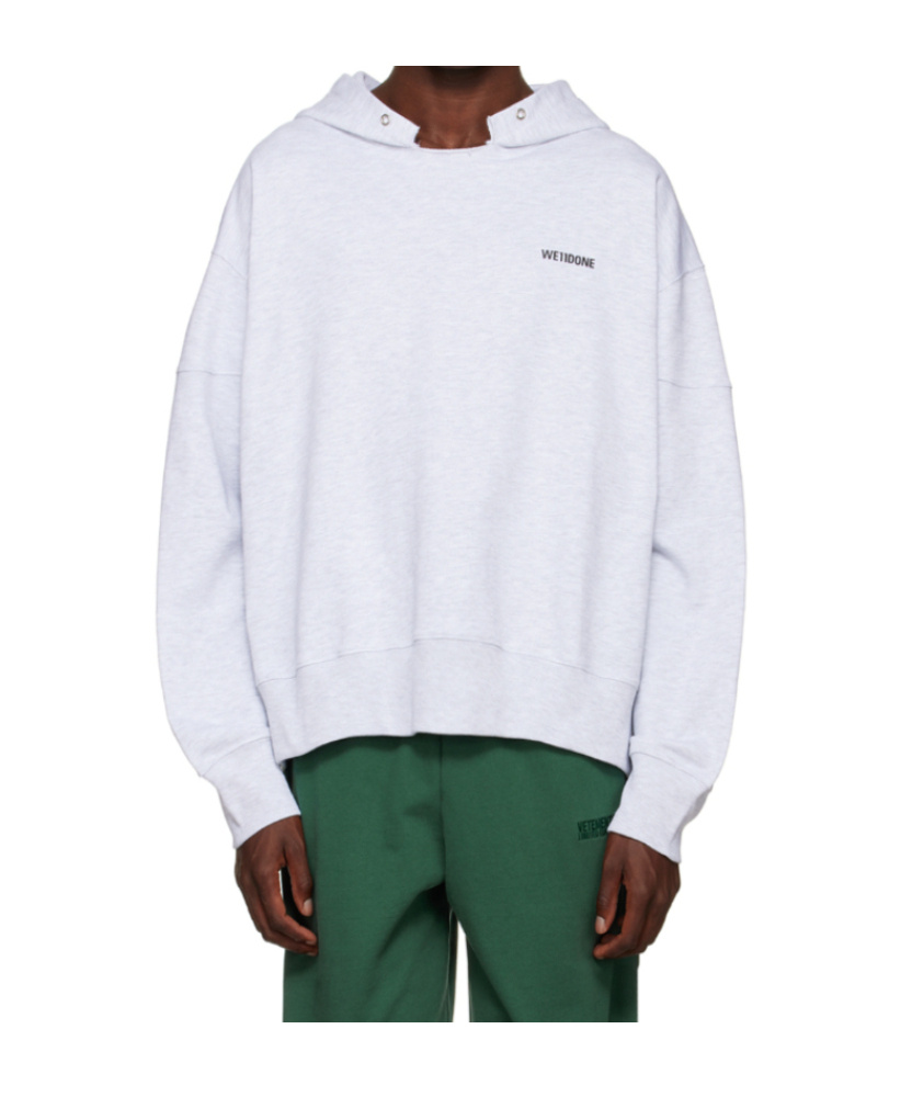 We11 Done Logo Hooded Sweater In White