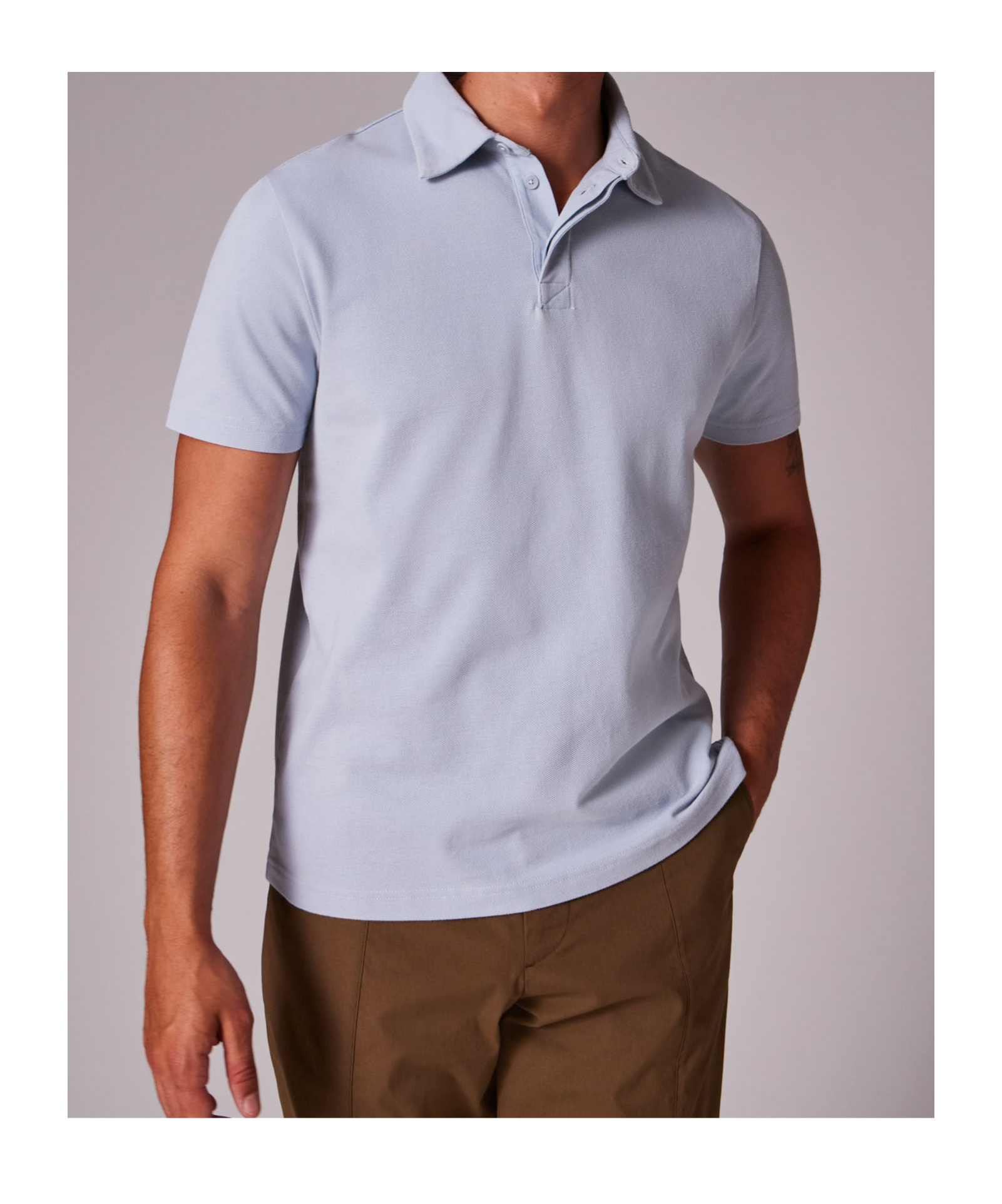 Ps By Paul Smith Pale Blue Concealed-placket Polo Shirt In Blue
