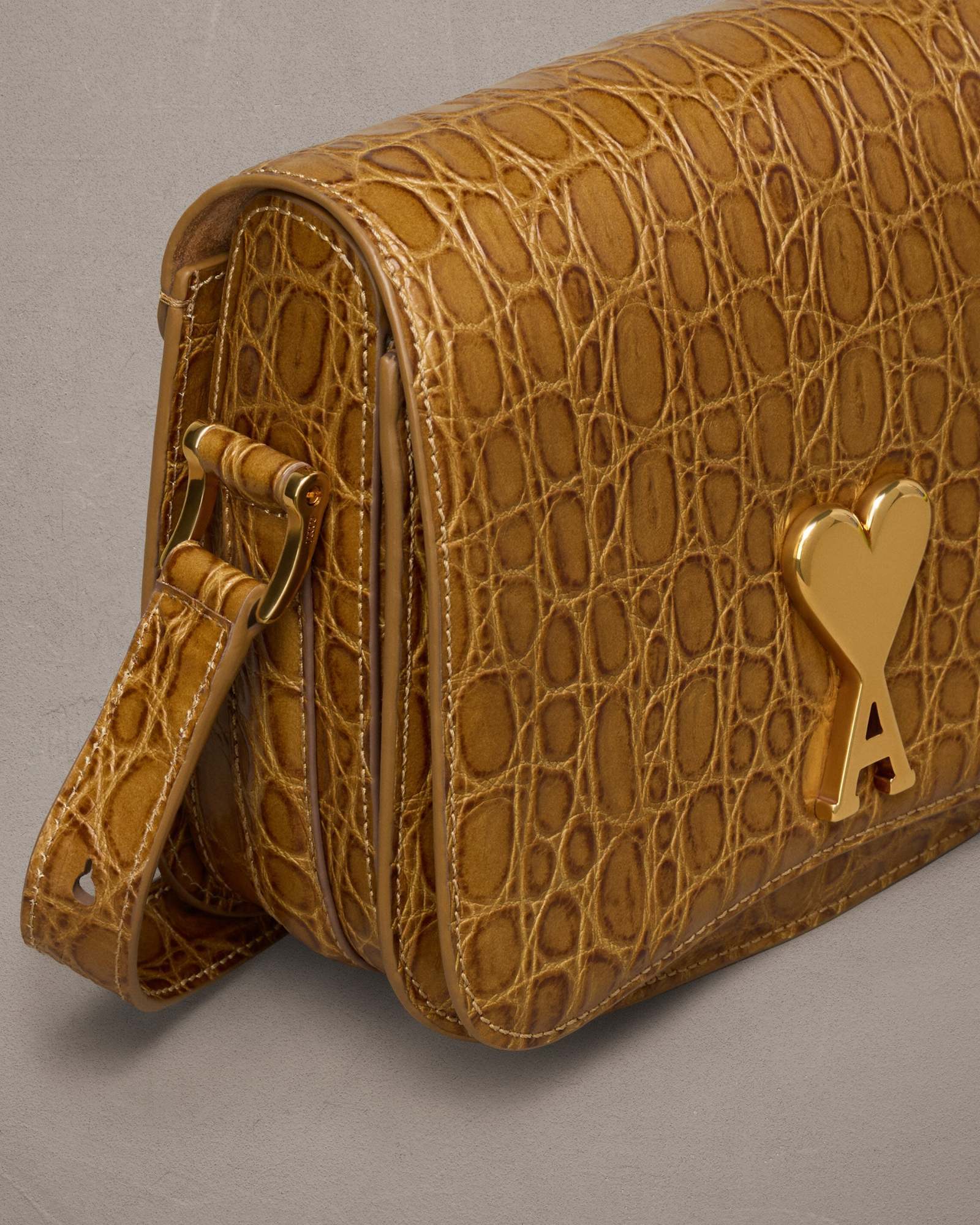 Ami Alexandre Mattiussi Logo Shoulder Bag In Brown