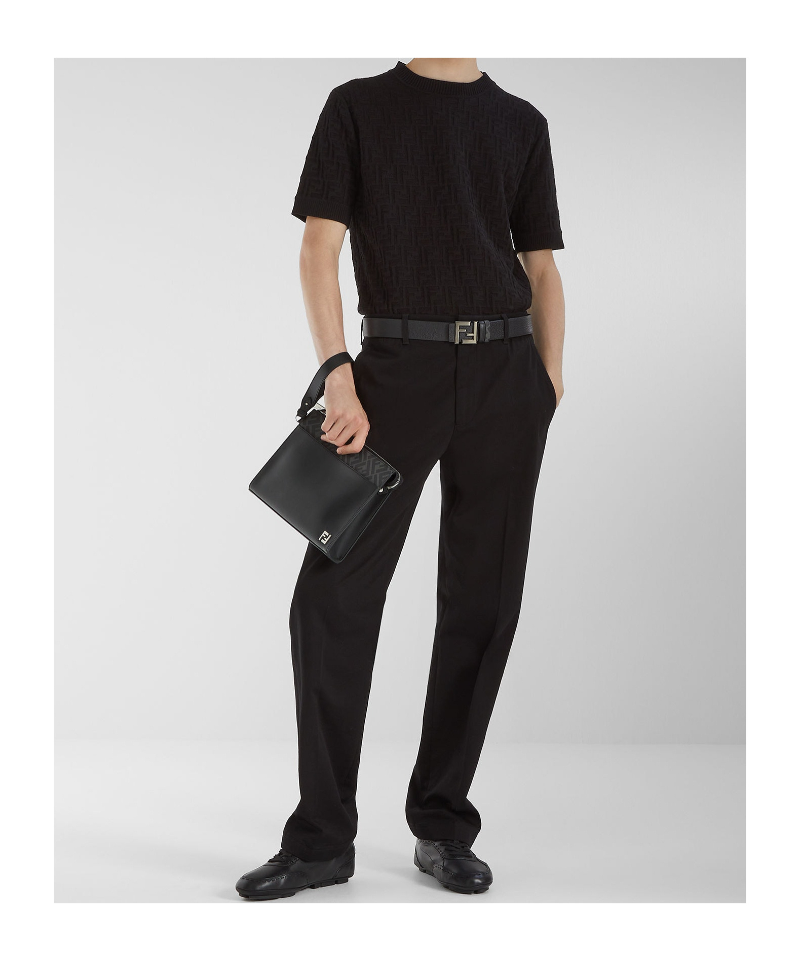 Fendi Black Gabardine Pants In Black