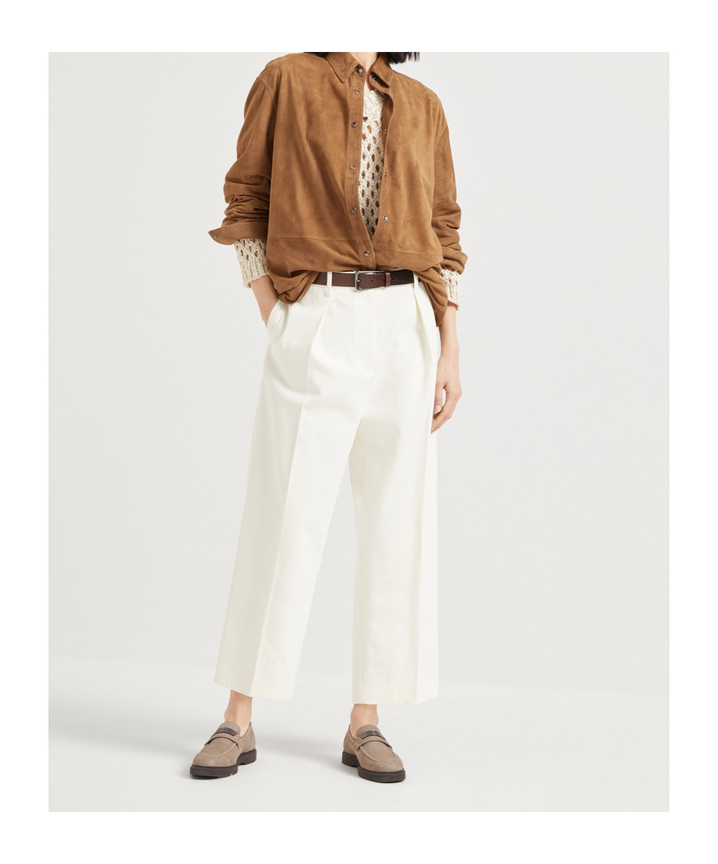 Brunello Cucinelli Sequined Open-knit Silk Sweater In Neutral