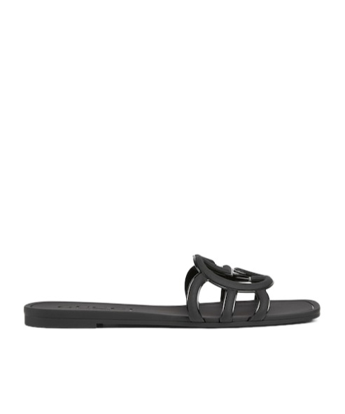 Gucci Interlocking G Rubber Flat In Black