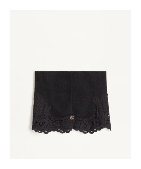 Valentino Vlogo Signature Cashmere And Lace Headband In Black