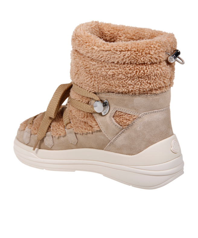 Moncler Insolux Suede And Faux Fur Snow Boots In Nude