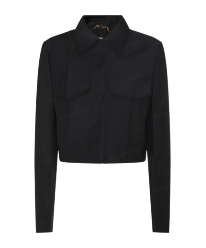 Fendi Black Boxy Jacket In Wool In Black