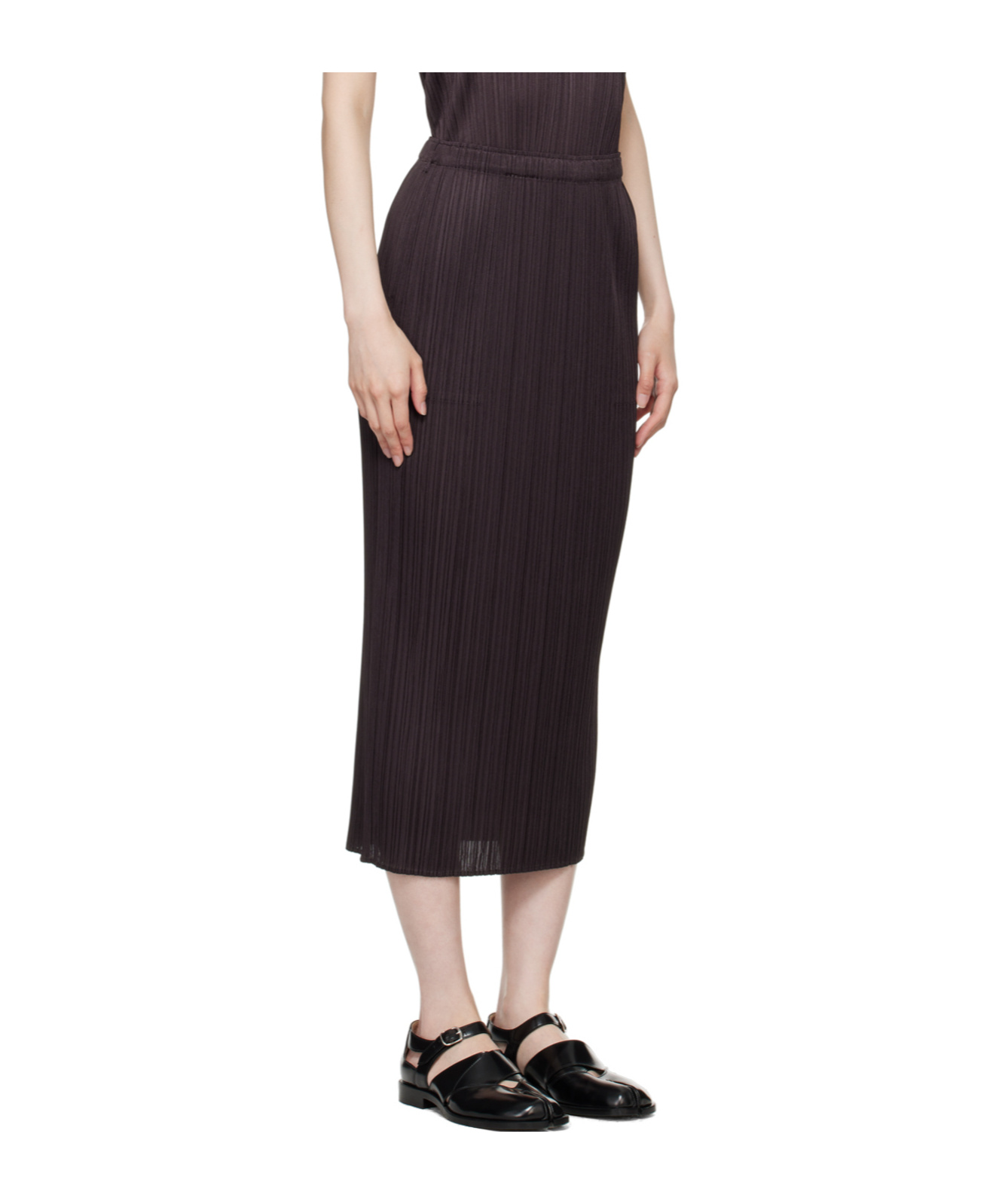 Issey Miyake Elastic Waist Skirt In Black