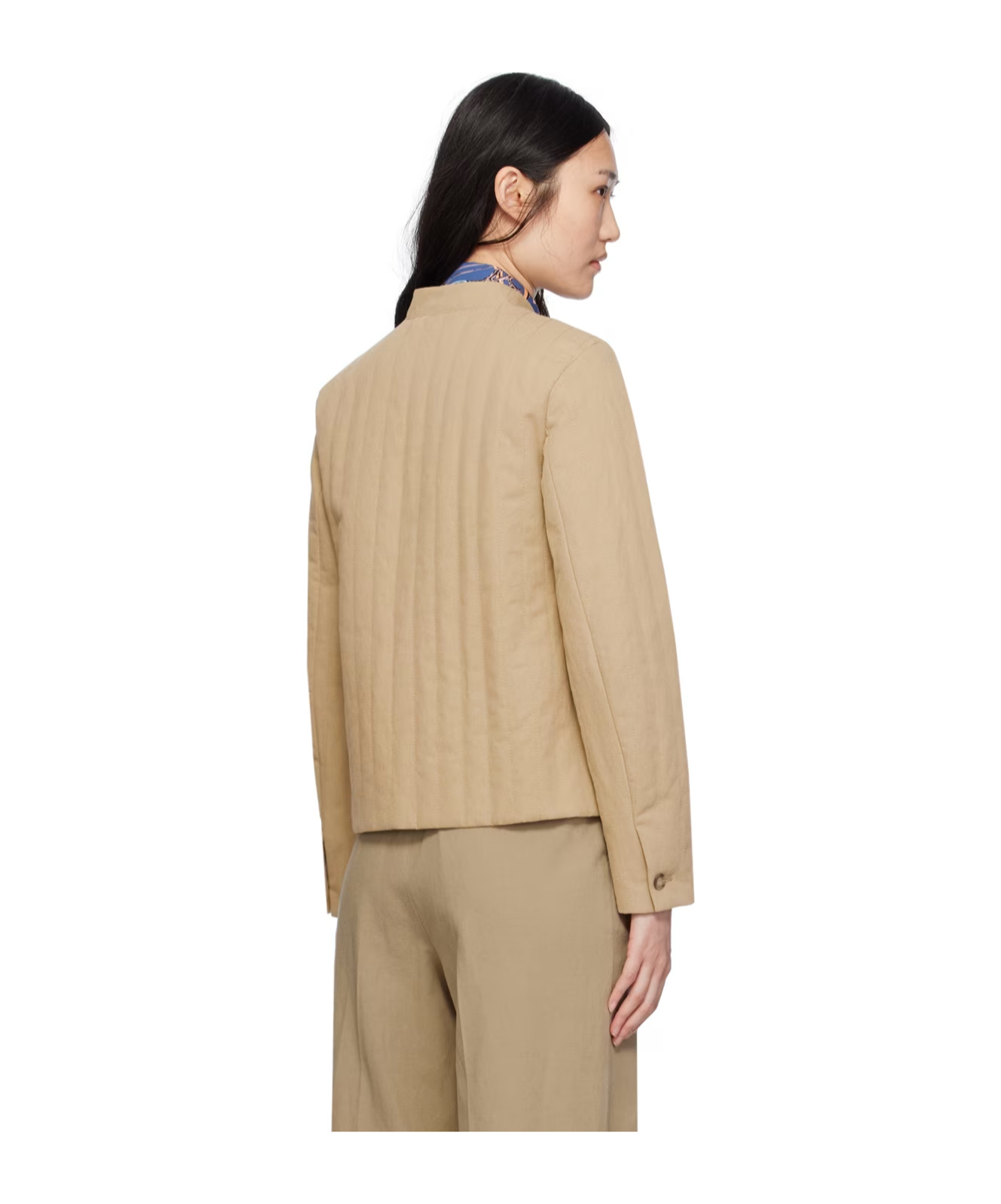 Apc Quilted Stand-neck Casual Jacket In Brown