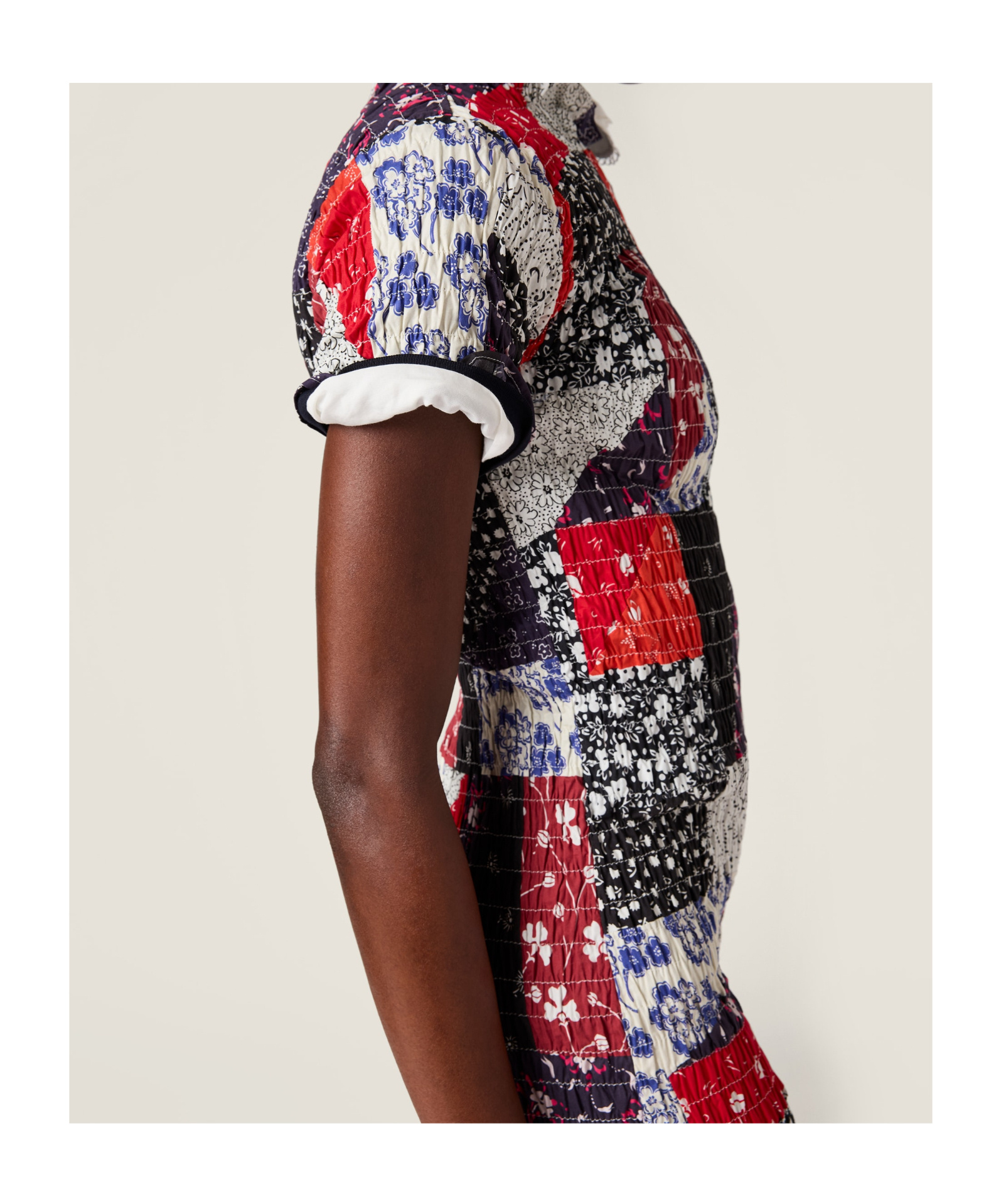 Miu Miu Patchwork Poplin Mini-dress In Black