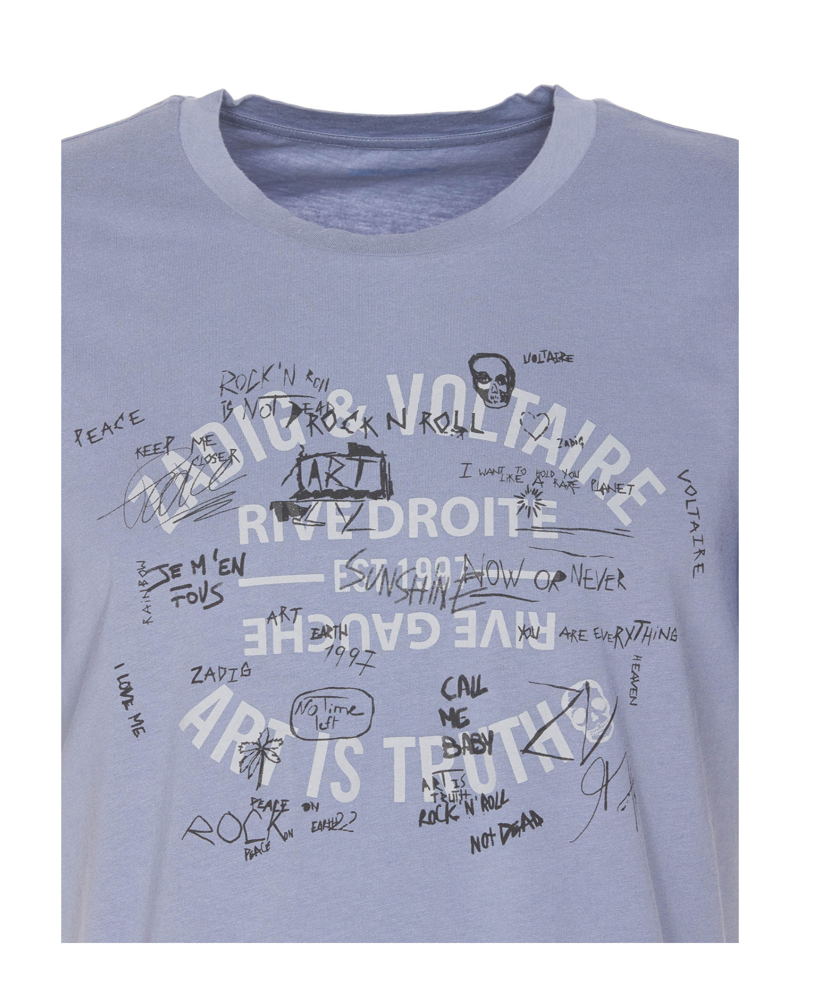 Zadig & Voltaire Tommy Graffiti Logo Graphic Tee In Blue