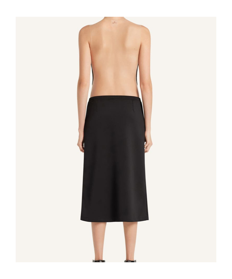 Courrèges High Waist Midi Skirt With Zip Pockets In Black