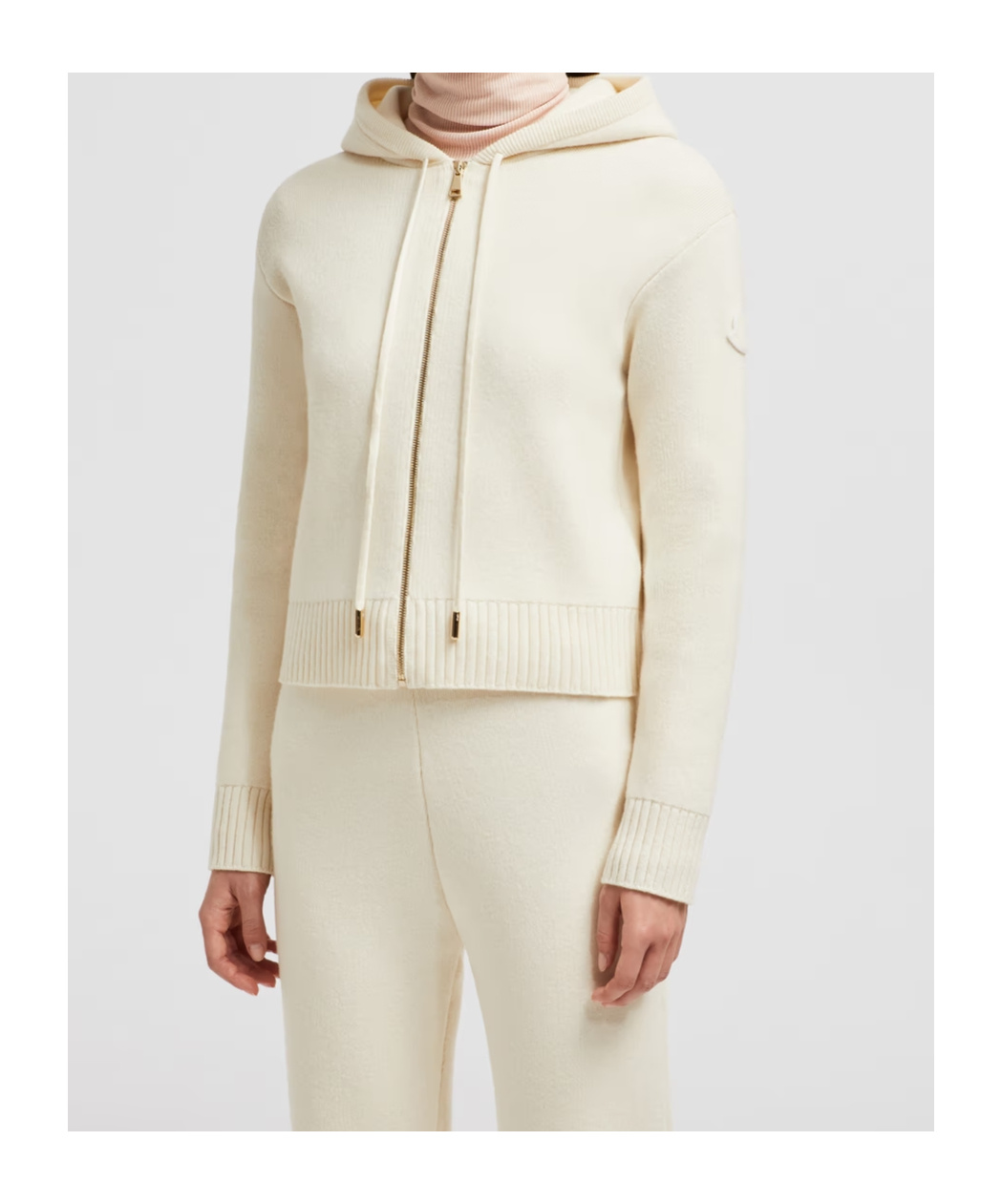 Moncler Long-sleeved Hoodie In White