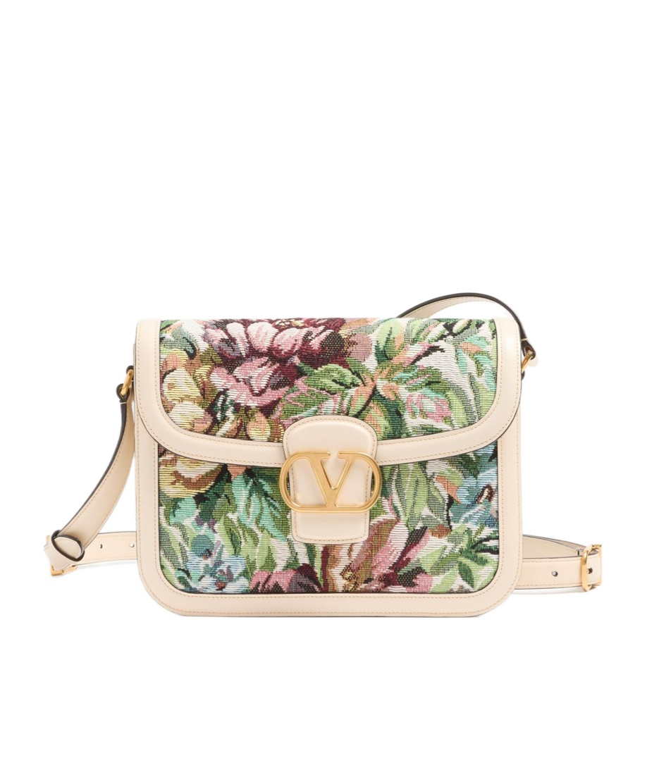 Valentino 9 To 5 Jacquard Voyage Vlogo Shoulder Bag In Nude