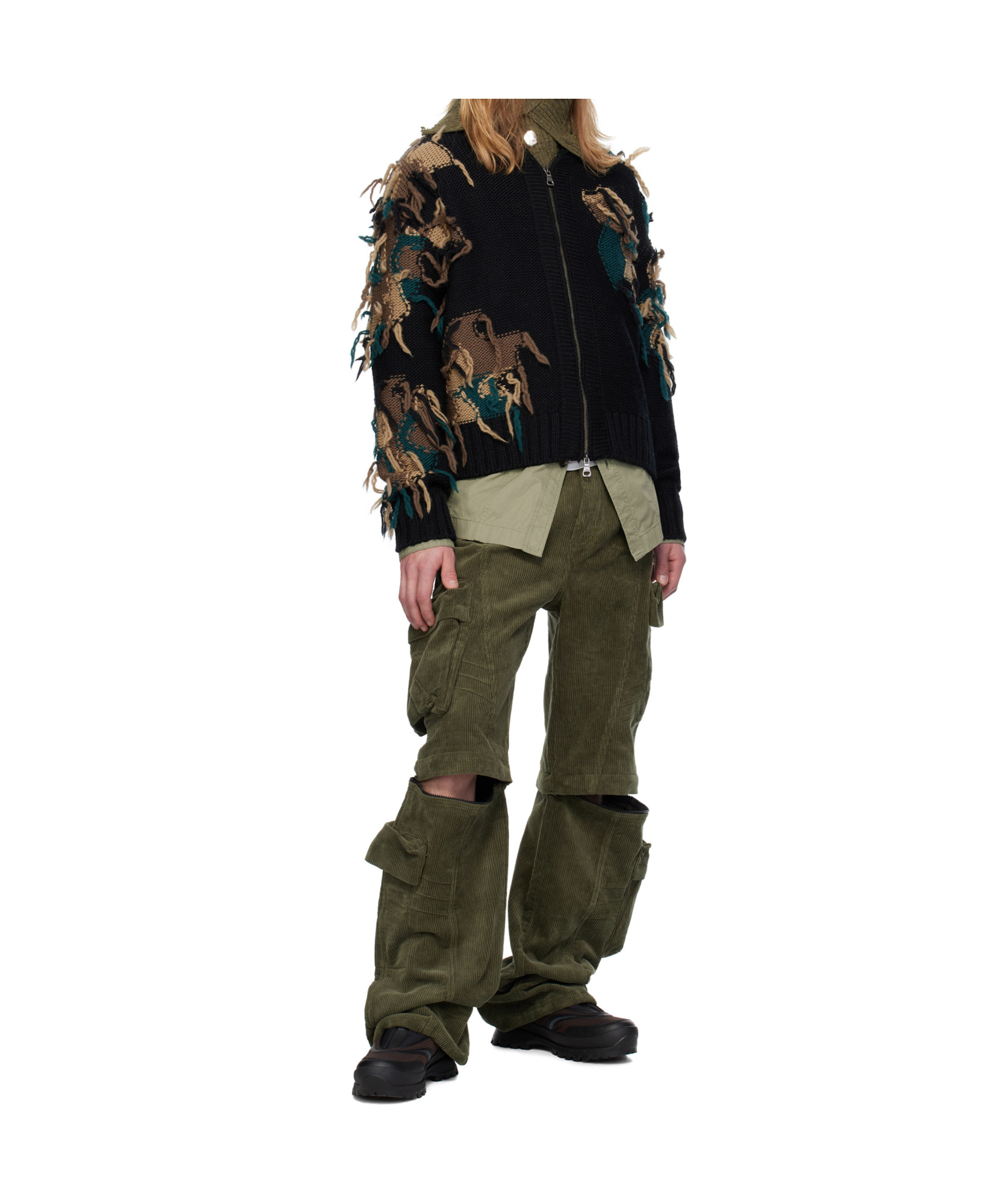 Andersson Bell Black New Camouflage Zip-up Cardigan In Black