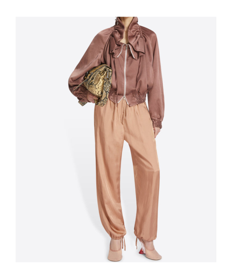 Dries Van Noten Straight Leg Trousers Elastic Waistband In Nude