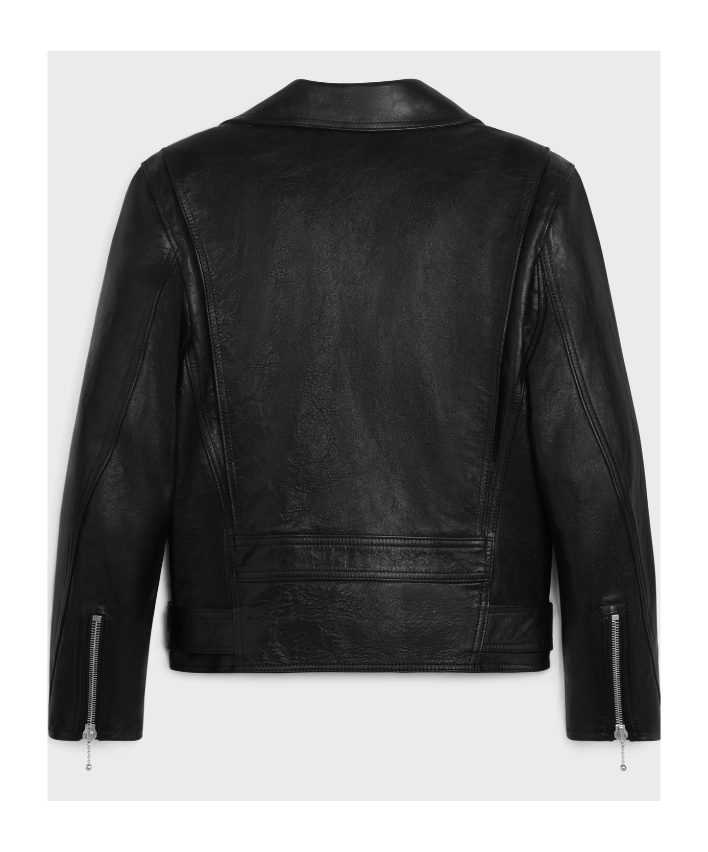 Celine Long-sleeved Leather Jacket In Black