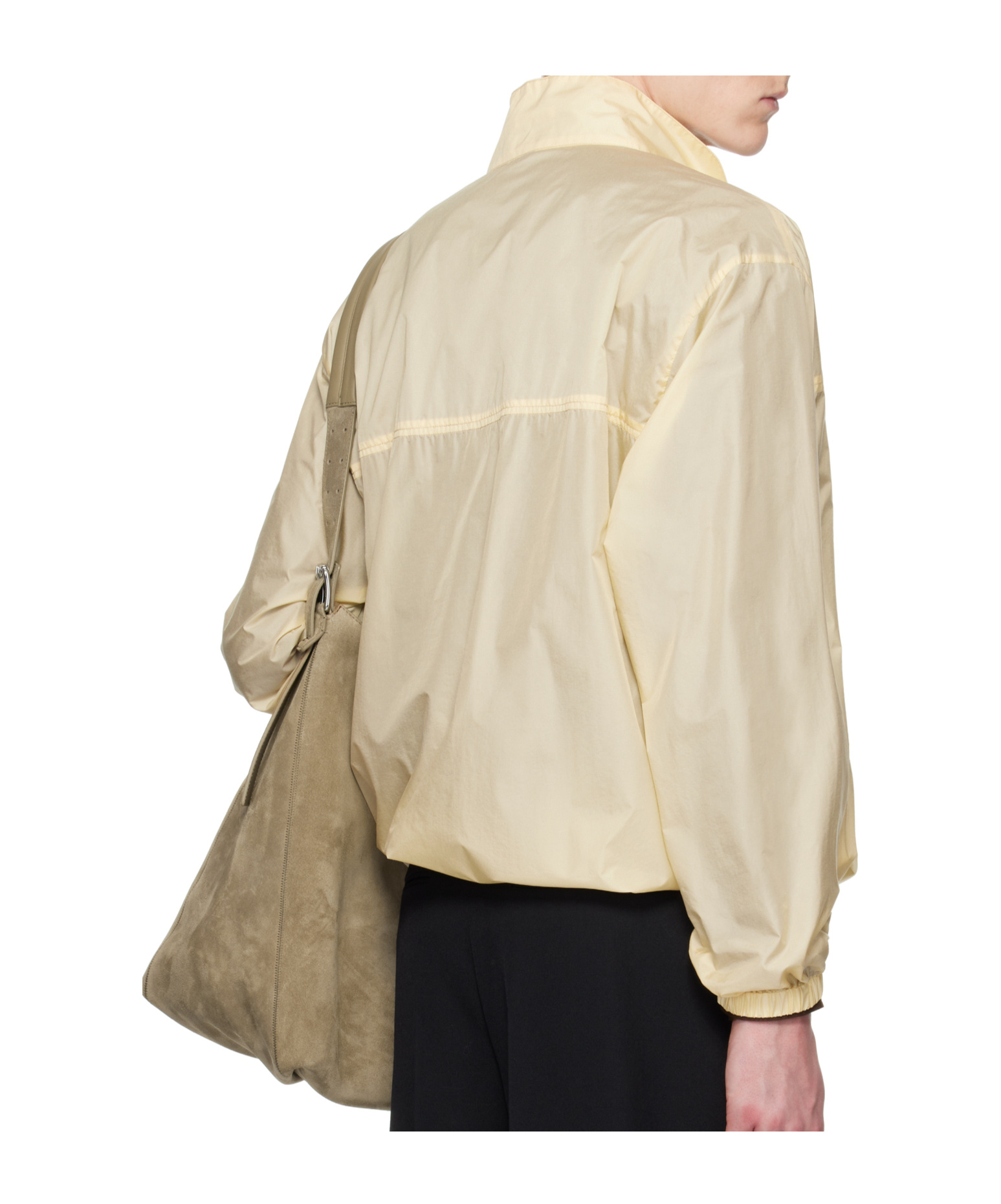 Auralee Yellow Light Sheer Nylon Half Zip Jacket In Neutral