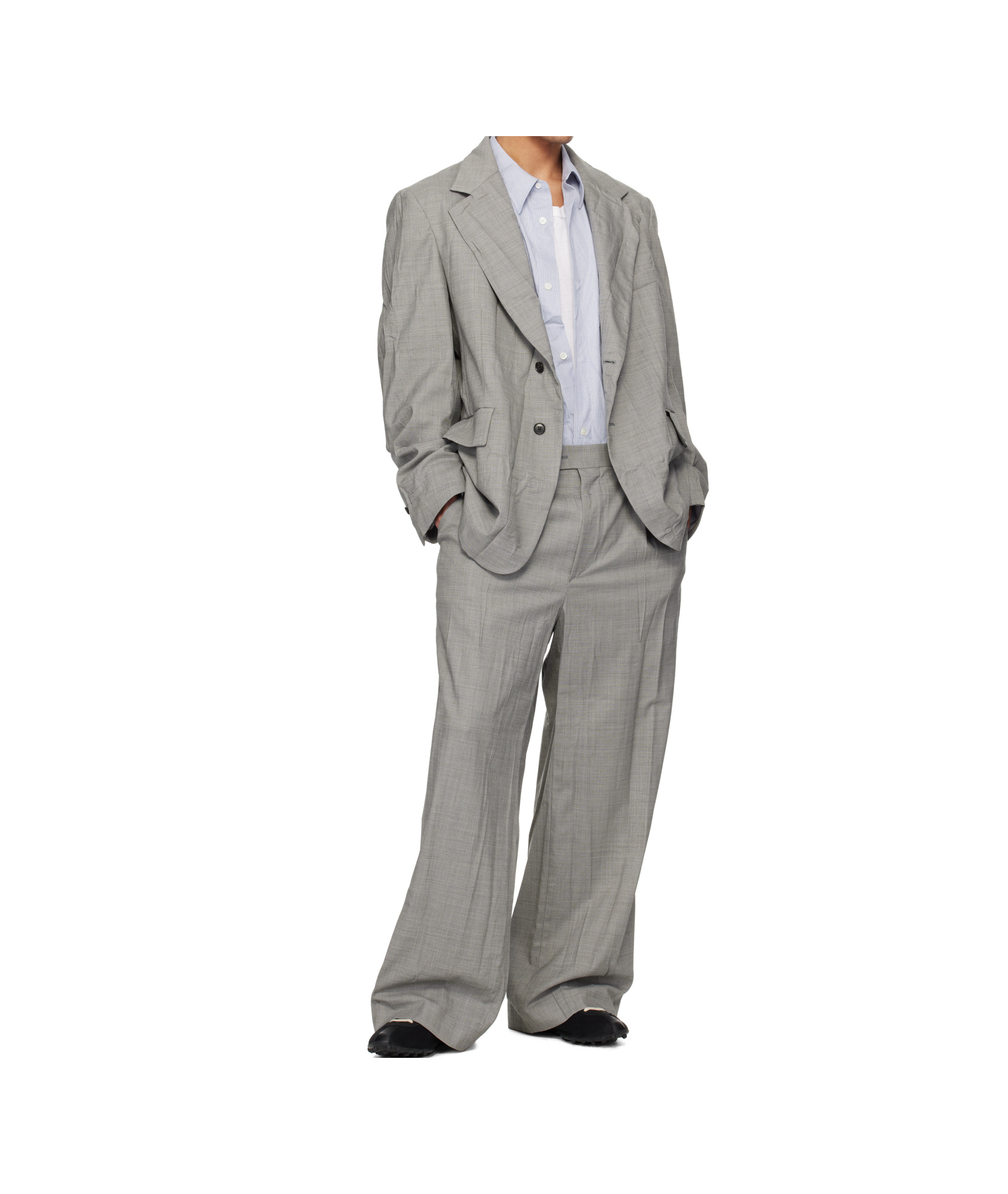 Hed Mayner Gray Crinkled Trousers In Grey