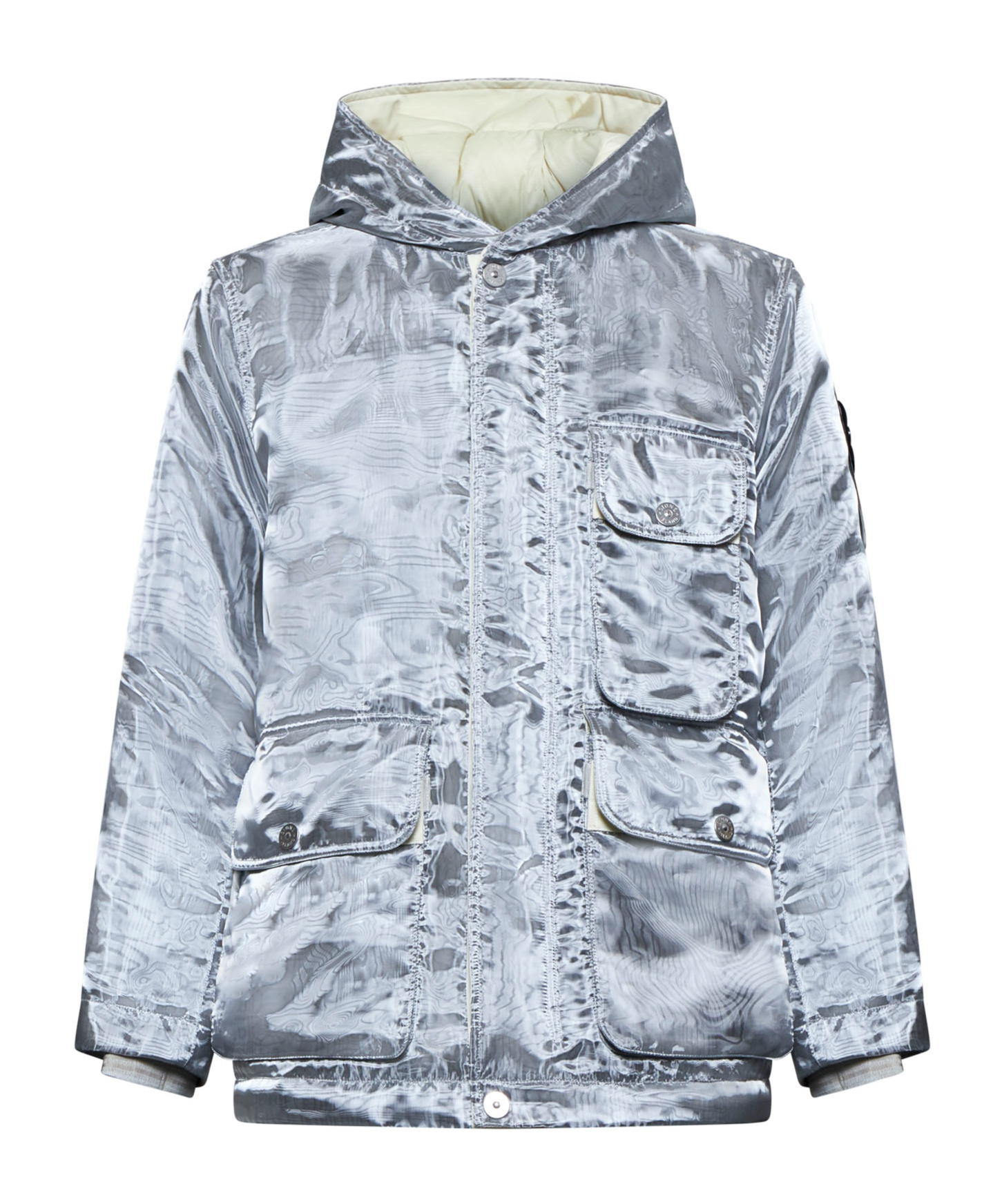 Stone Island Long-sleeved Padded Jacket In Gray