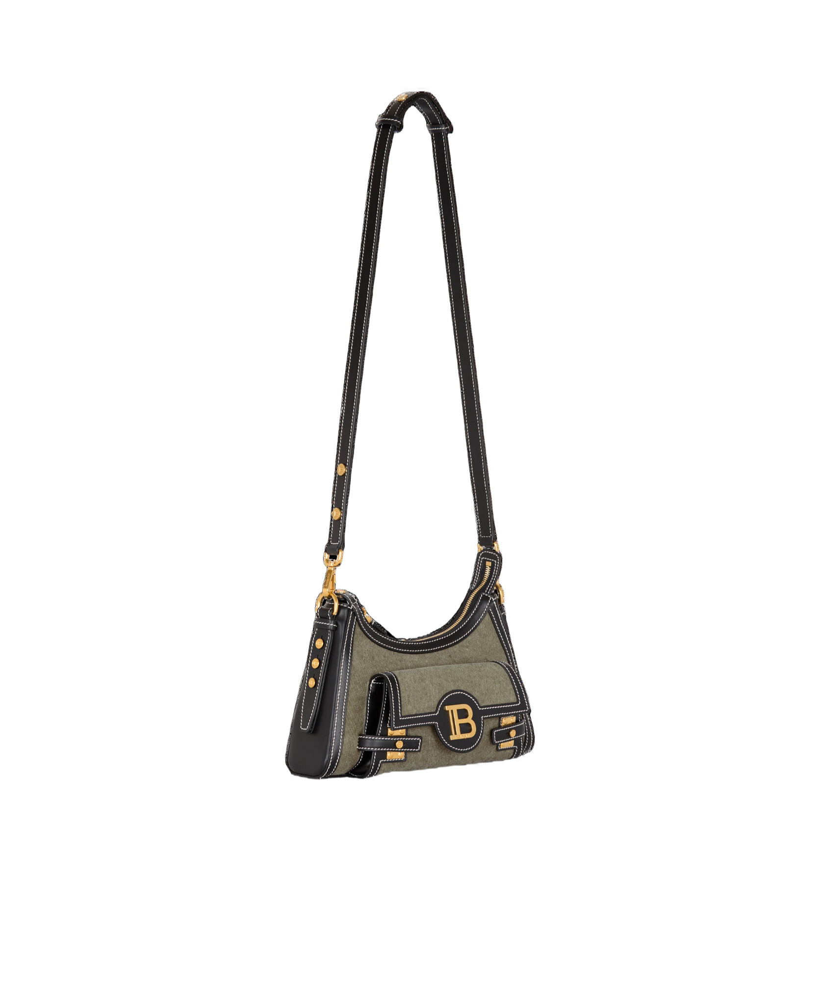Balmain Magnetic Buckle Shoulder Bag In Gray