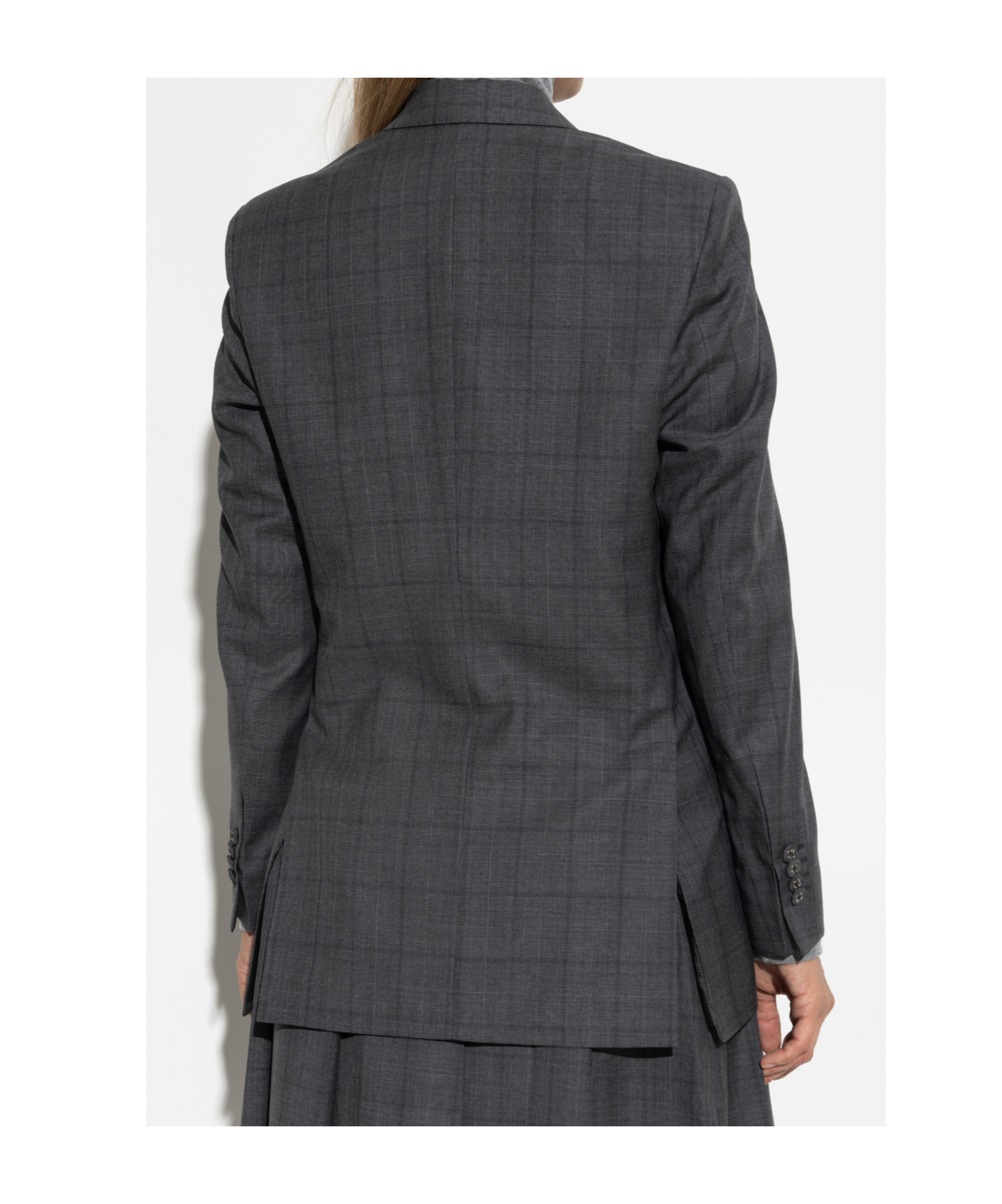Officine Generale Double-breasted Checked Blazer In Black