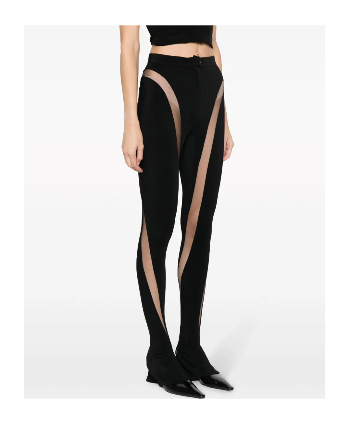 Shop Mugler Sheer-panelled Leggings In Black