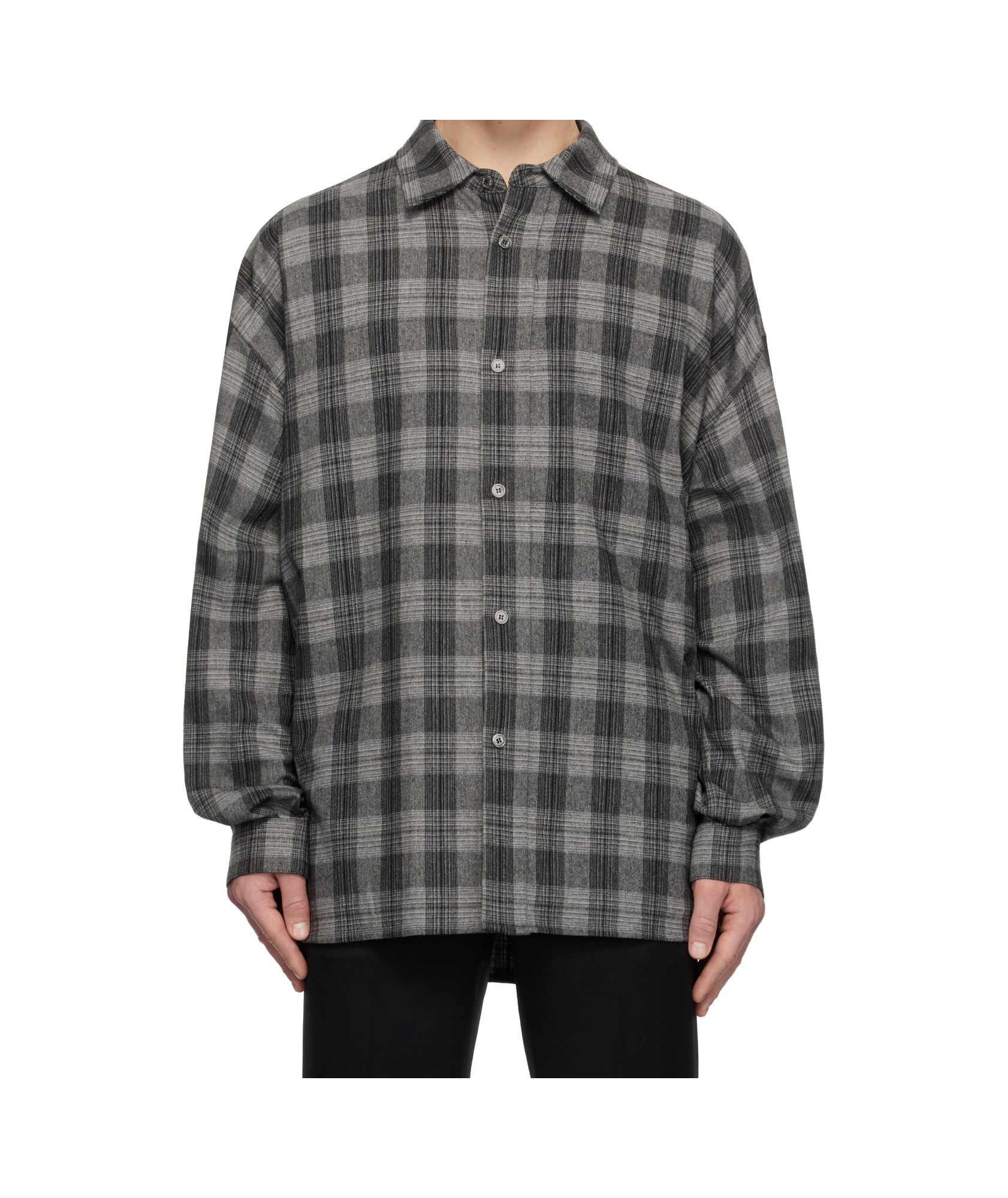 Wooyoungmi Long-sleeved Plaid Shirt In Black