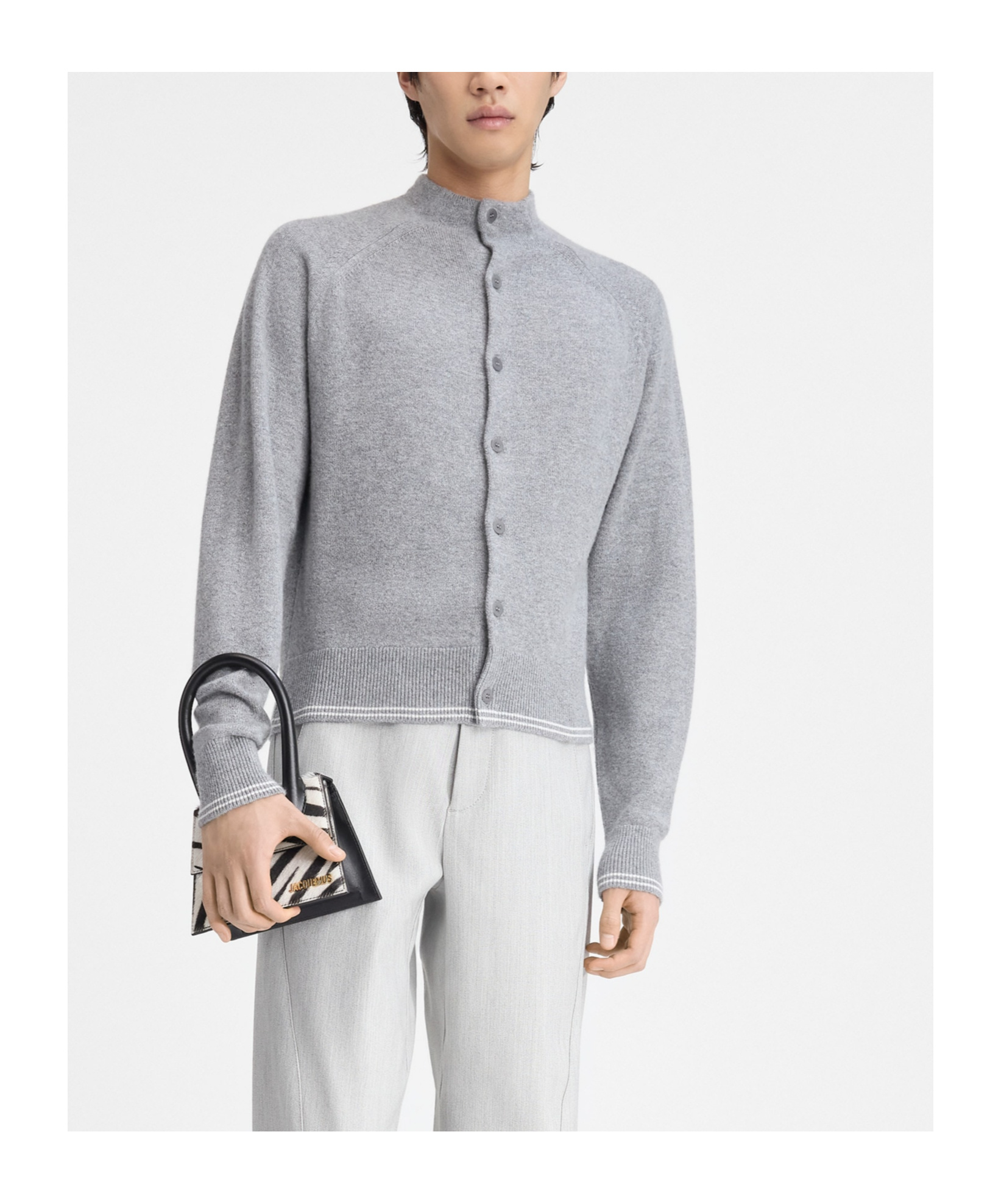 Jacquemus Pitatto Knitted Cardigan In Gray