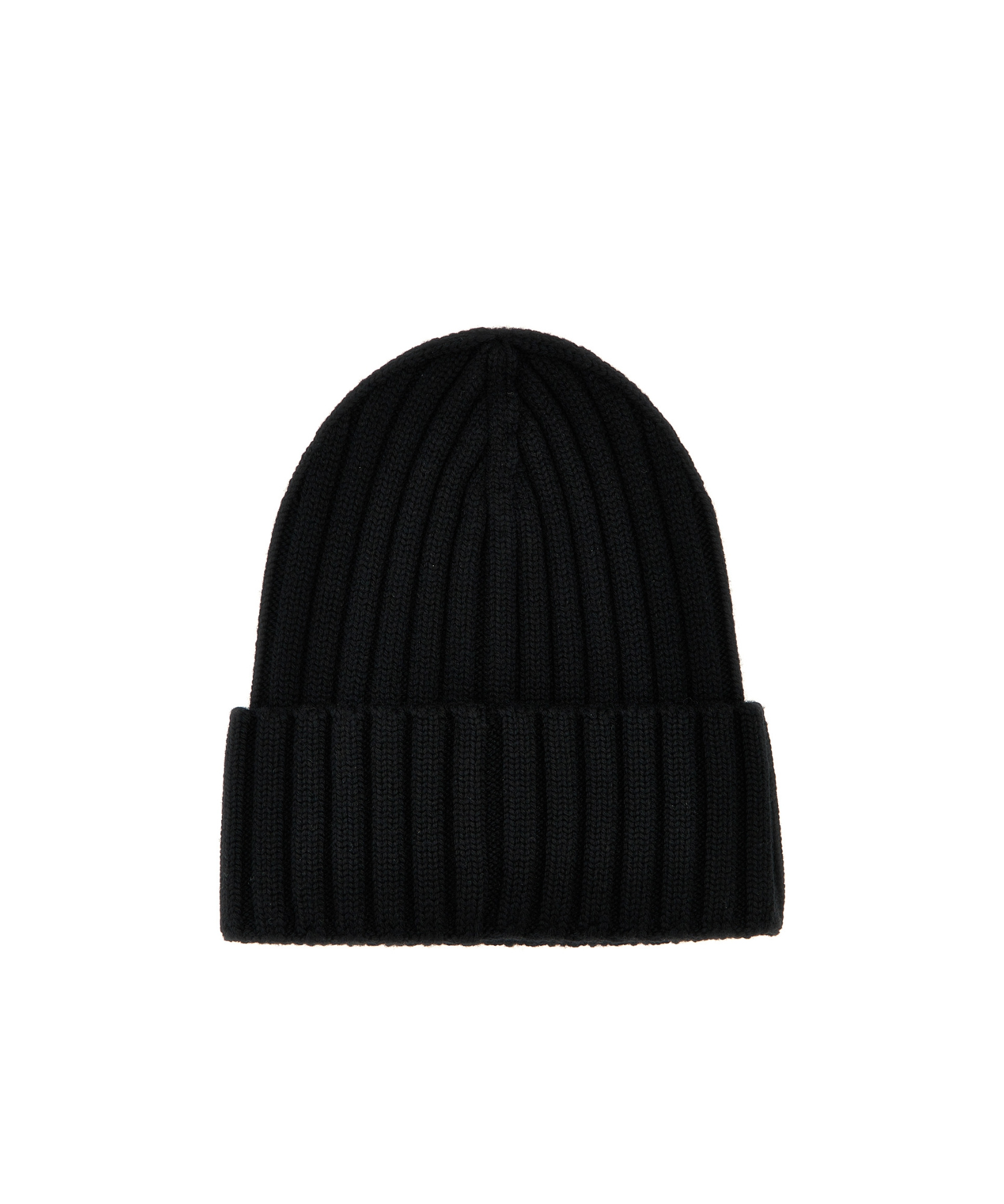 Moncler Logo Patch Ribbed Beanie In Black