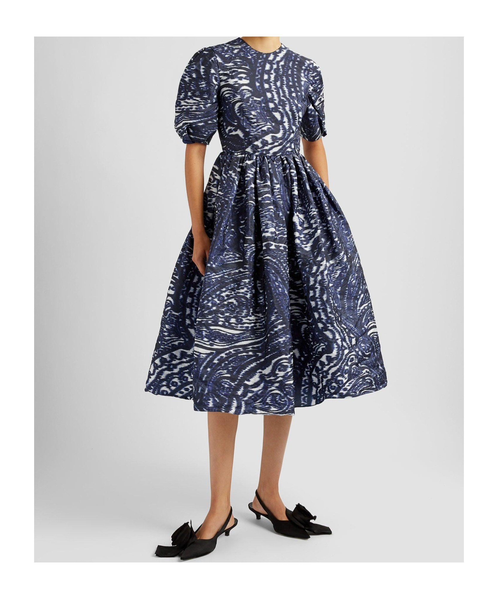 Shop Erdem Short Sleeve A Line Midi Dress In Black