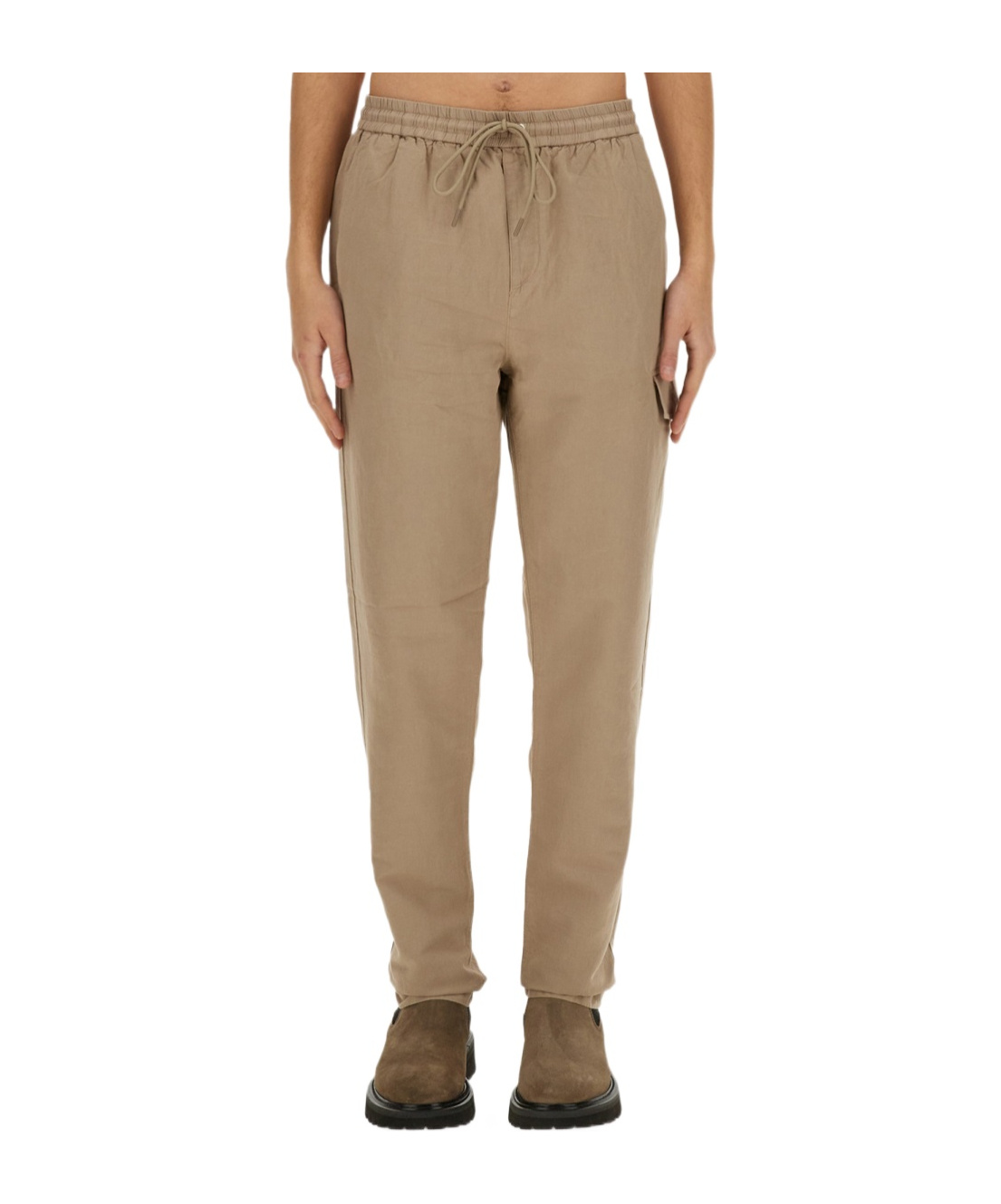 Woolrich Ankle Length Straight Leg Pants With Elastic Waistband In Brown