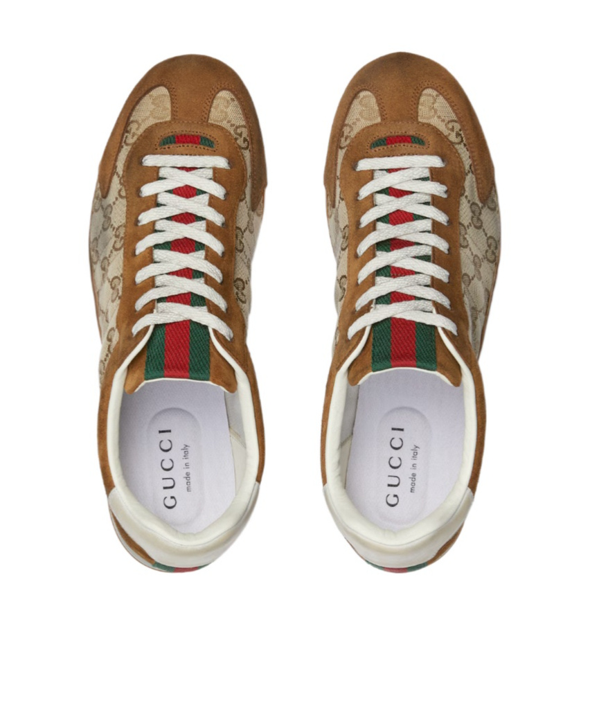 Gucci Shift Gg Canvas And Suede Sneakers In Multi