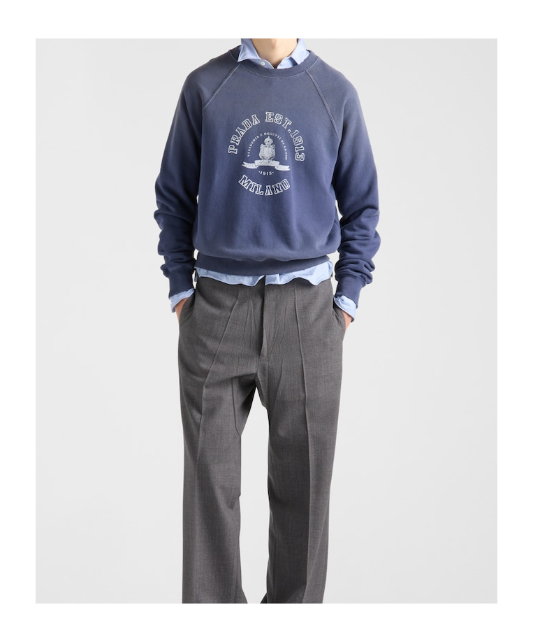 Prada Sweatshirt Aus Baumwollfleece In Navy Blue