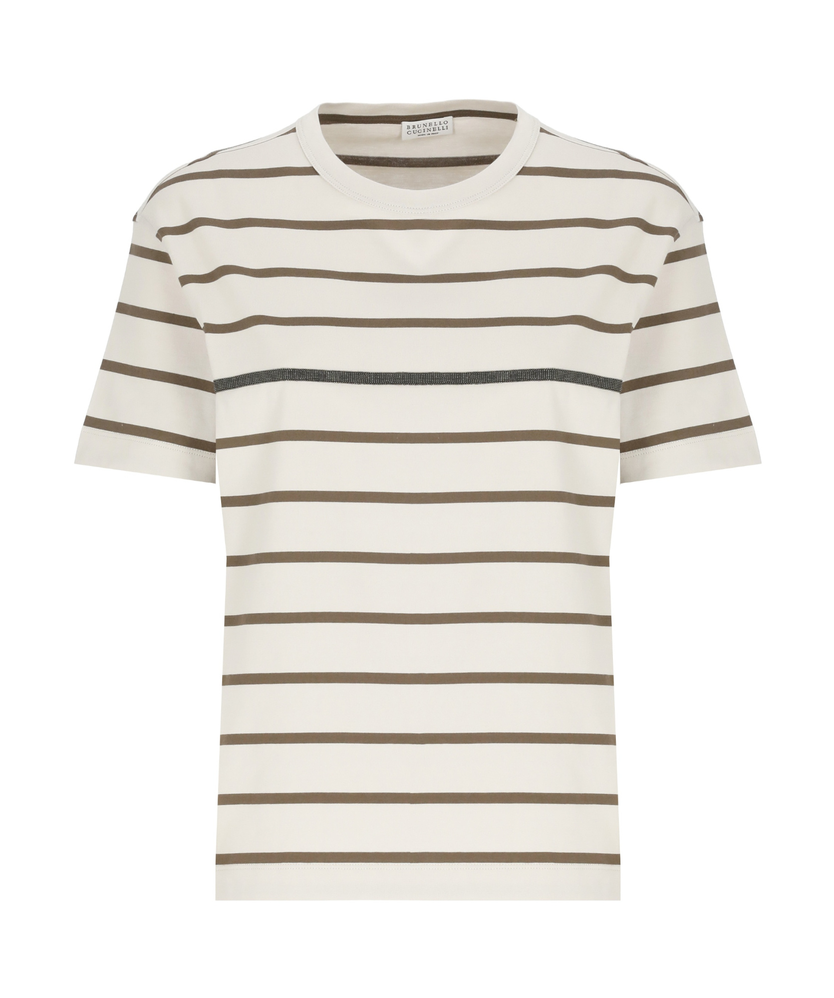 Brunello Cucinelli Striped Crew Neck T-shirt In White