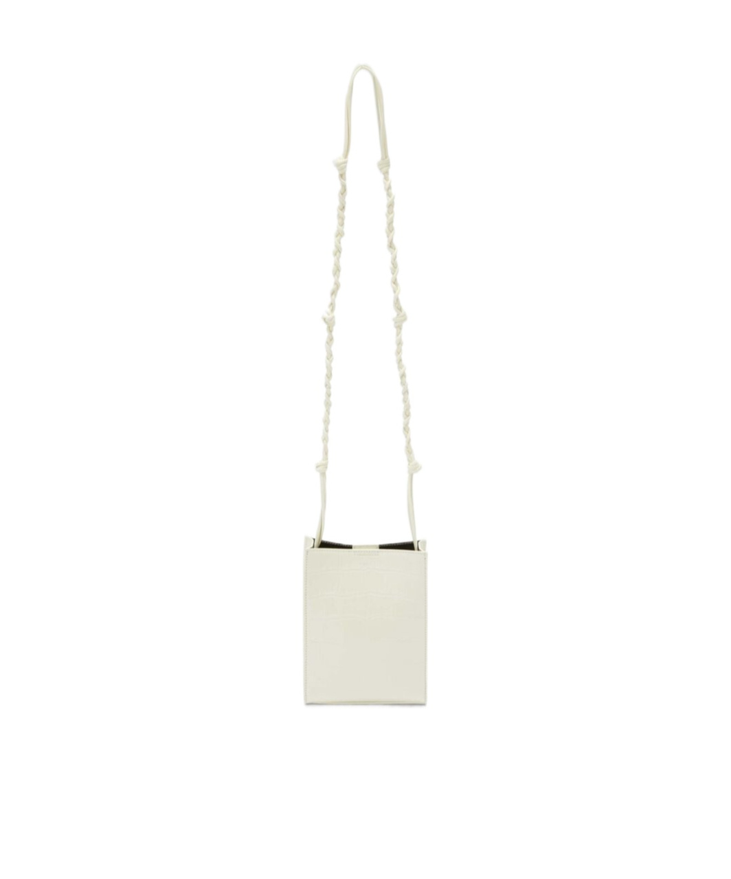 Jil Sander White Embossed Crocodile Effect Shoulder Bag In White