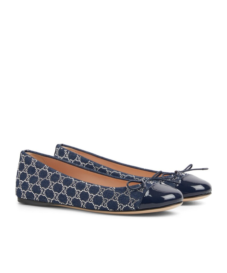 Gucci Women's Gg Crystal Ballet Flat In Blue