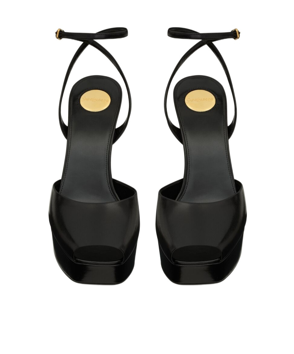Saint Laurent Leather La Scandale Platform Sandals 85 In Black
