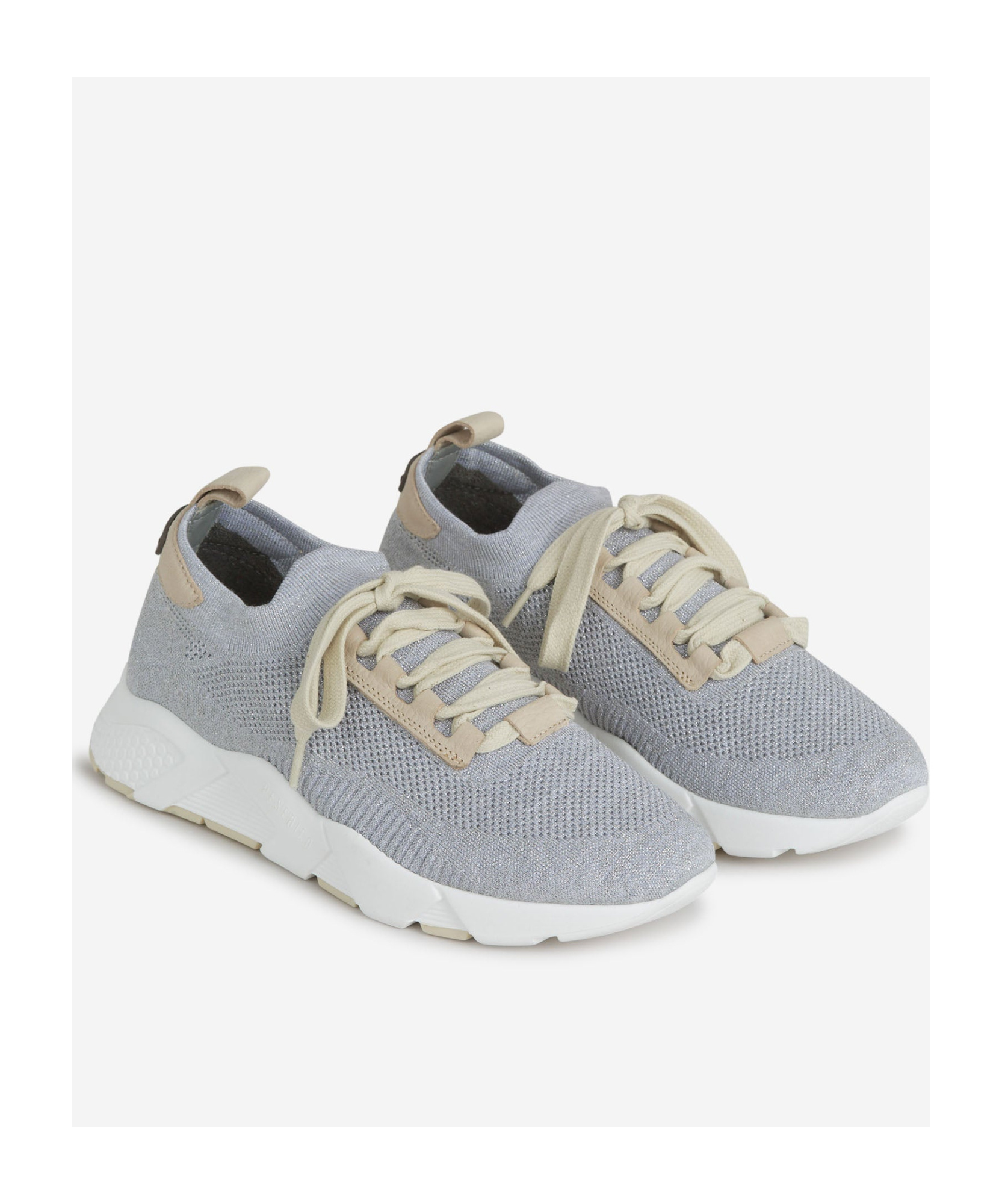 Peserico Lurex Knitted Sneakers In Gray
